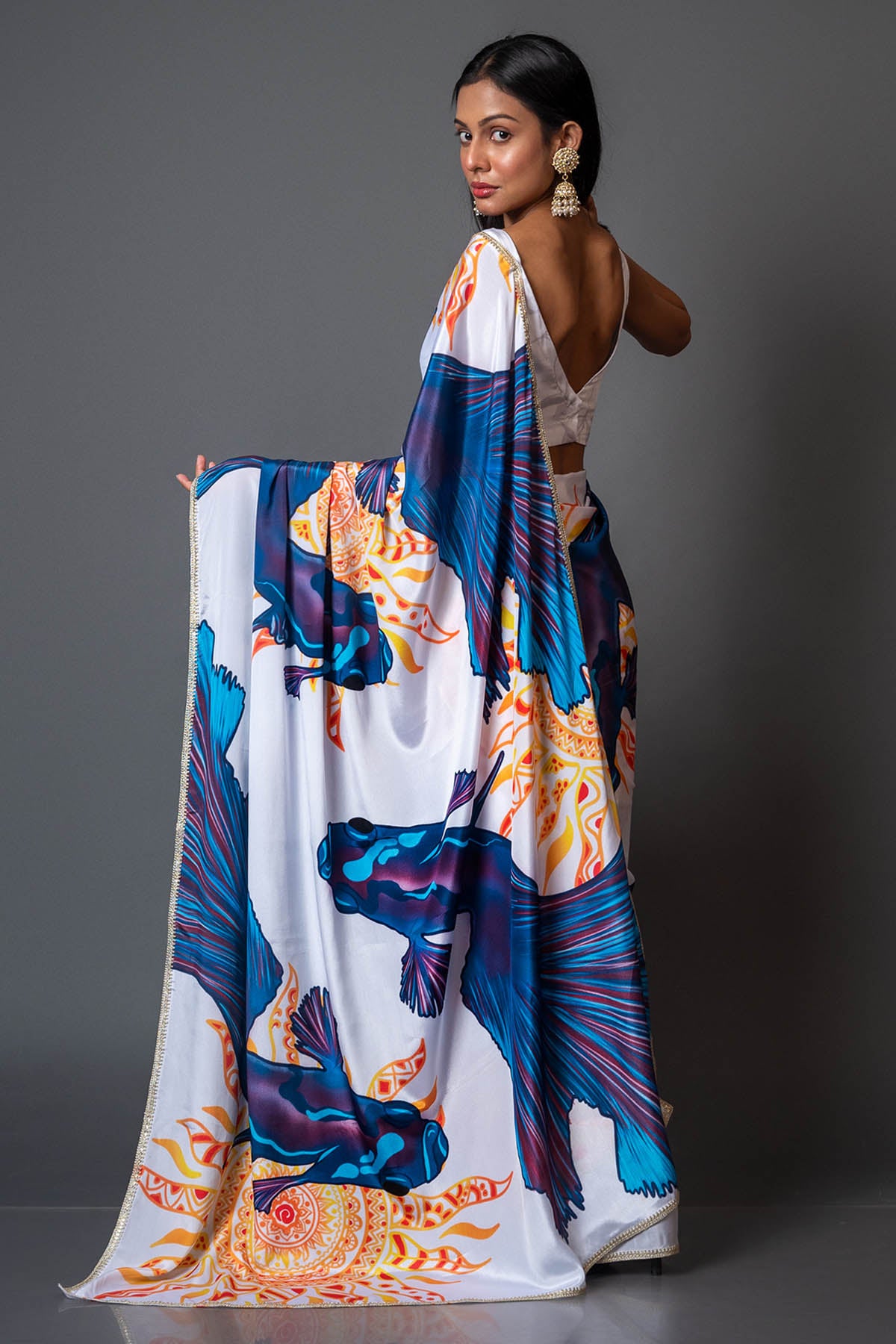Multicolor Printed Crepe Saree