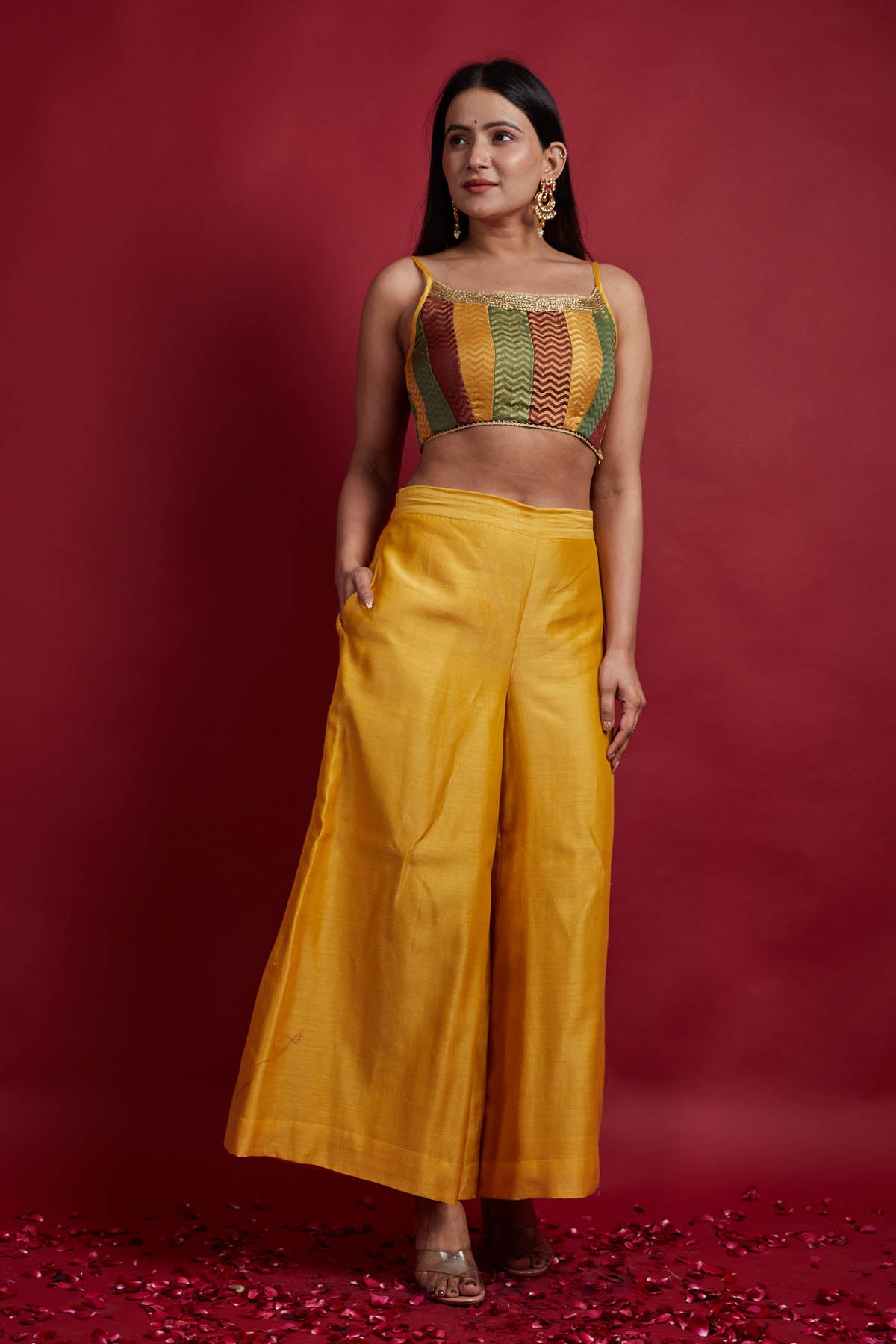 Multicolor Spaghetti Top & Palazzo Set