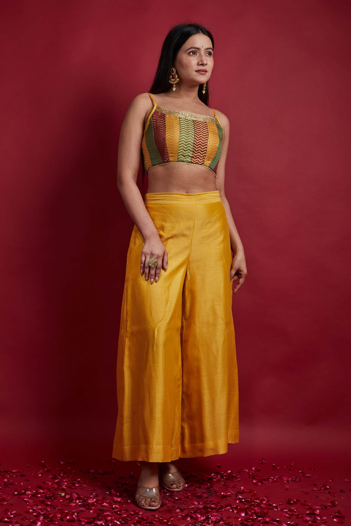 Multicolor Spaghetti Top & Palazzo Set