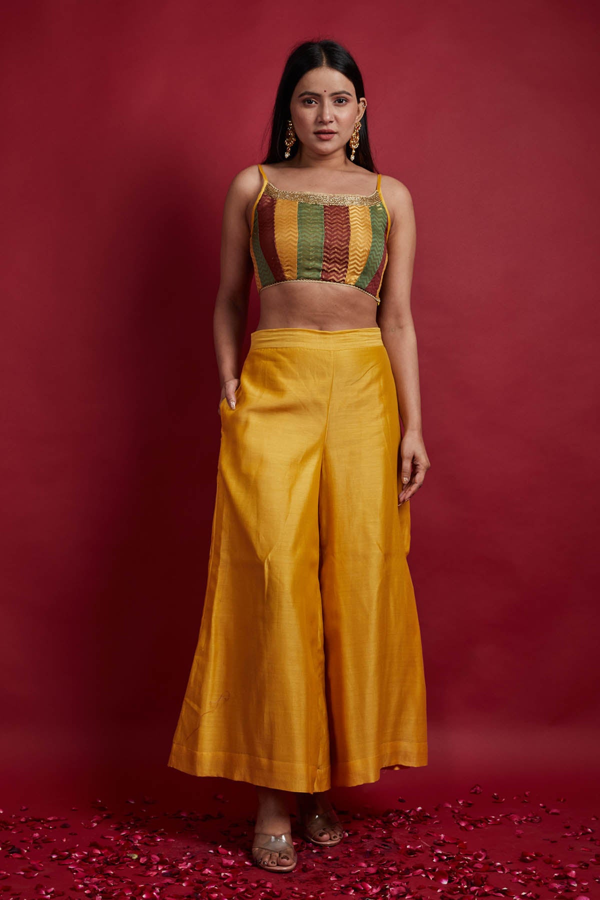 Multicolor Spaghetti Top & Palazzo Set