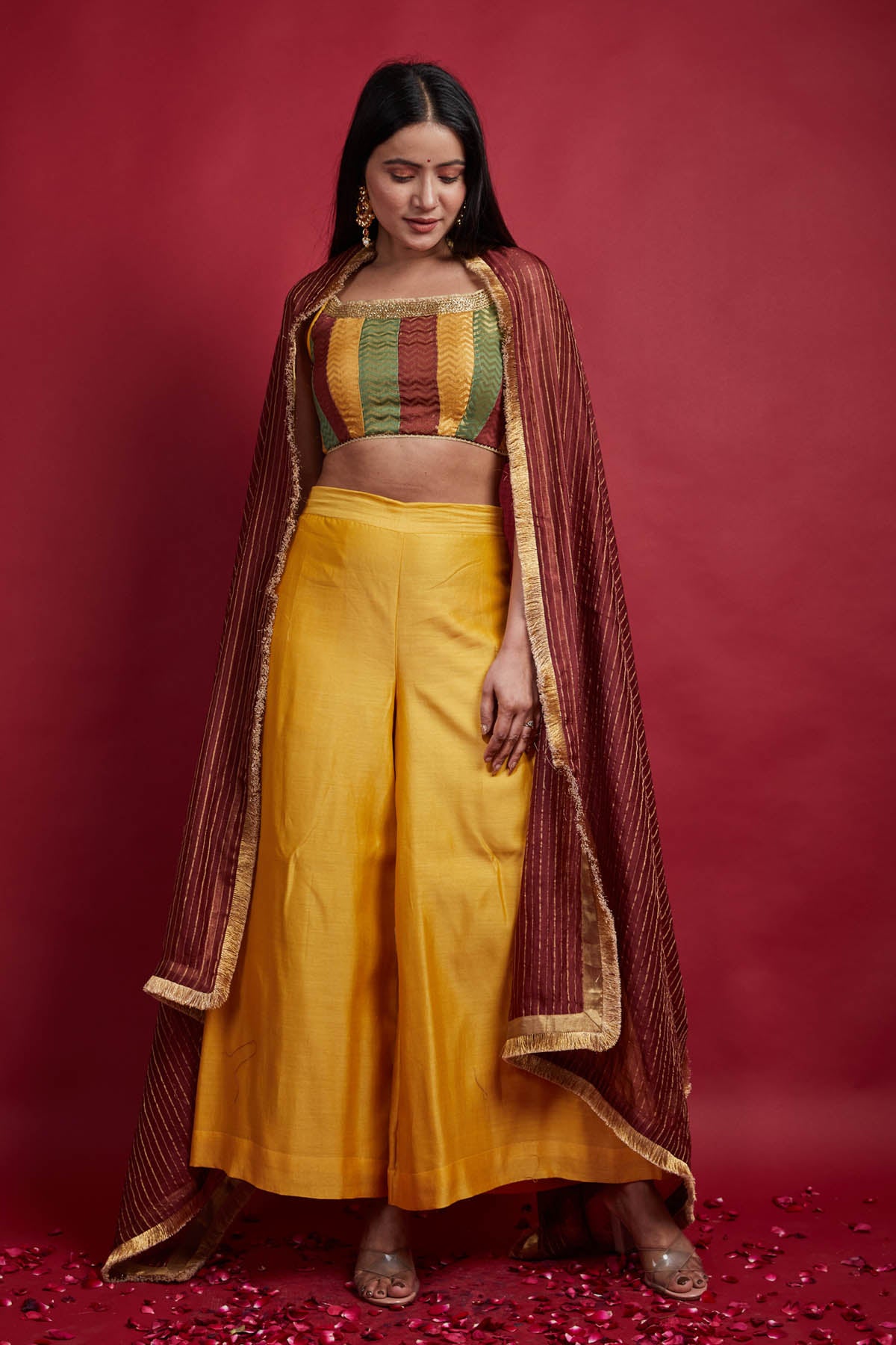 Multicolor Spaghetti Top & Palazzo Set