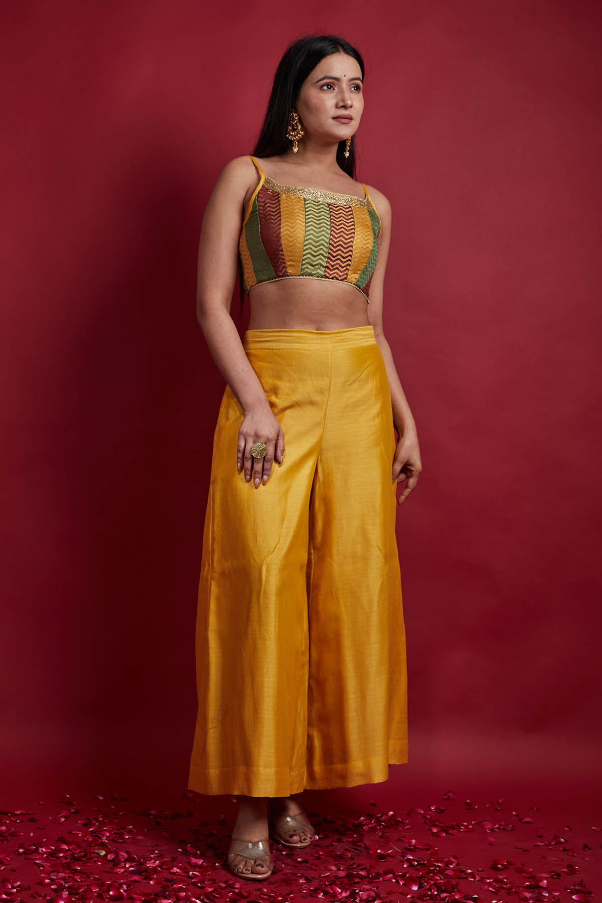 Multicolor Zari Weave Top & Palazzo Set