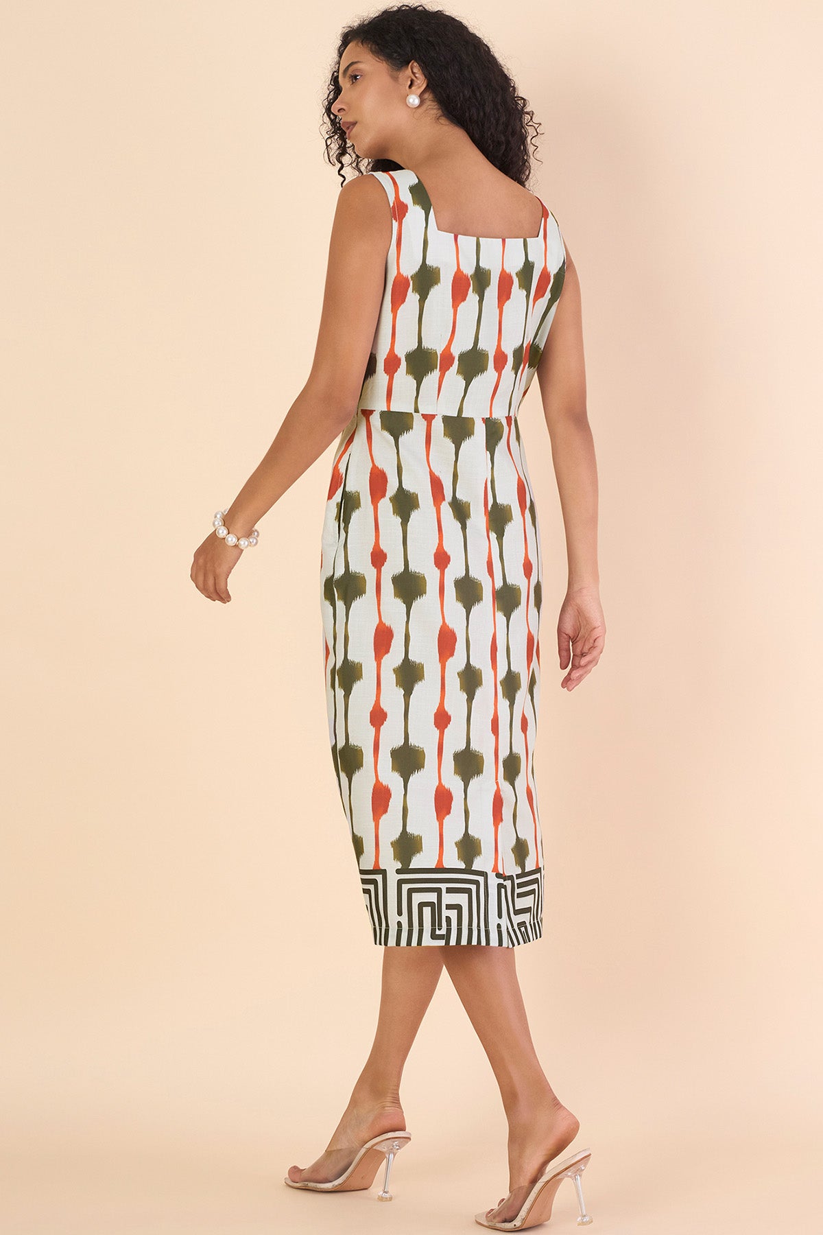 Multicolor A-Line Midi Dress