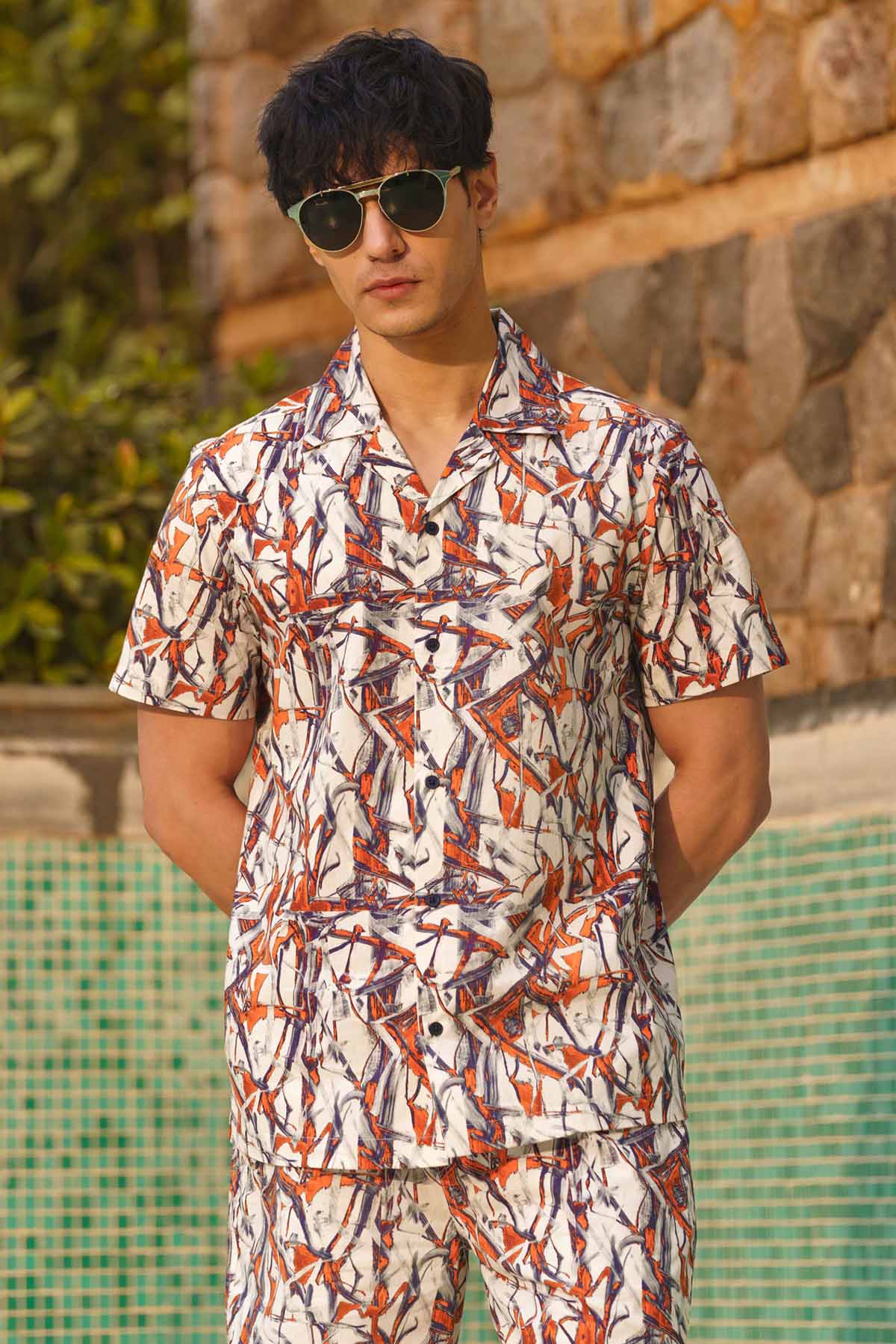 Sewtable Clothing Multicolor Abstract Print Shirt for men online at ScrollnShops