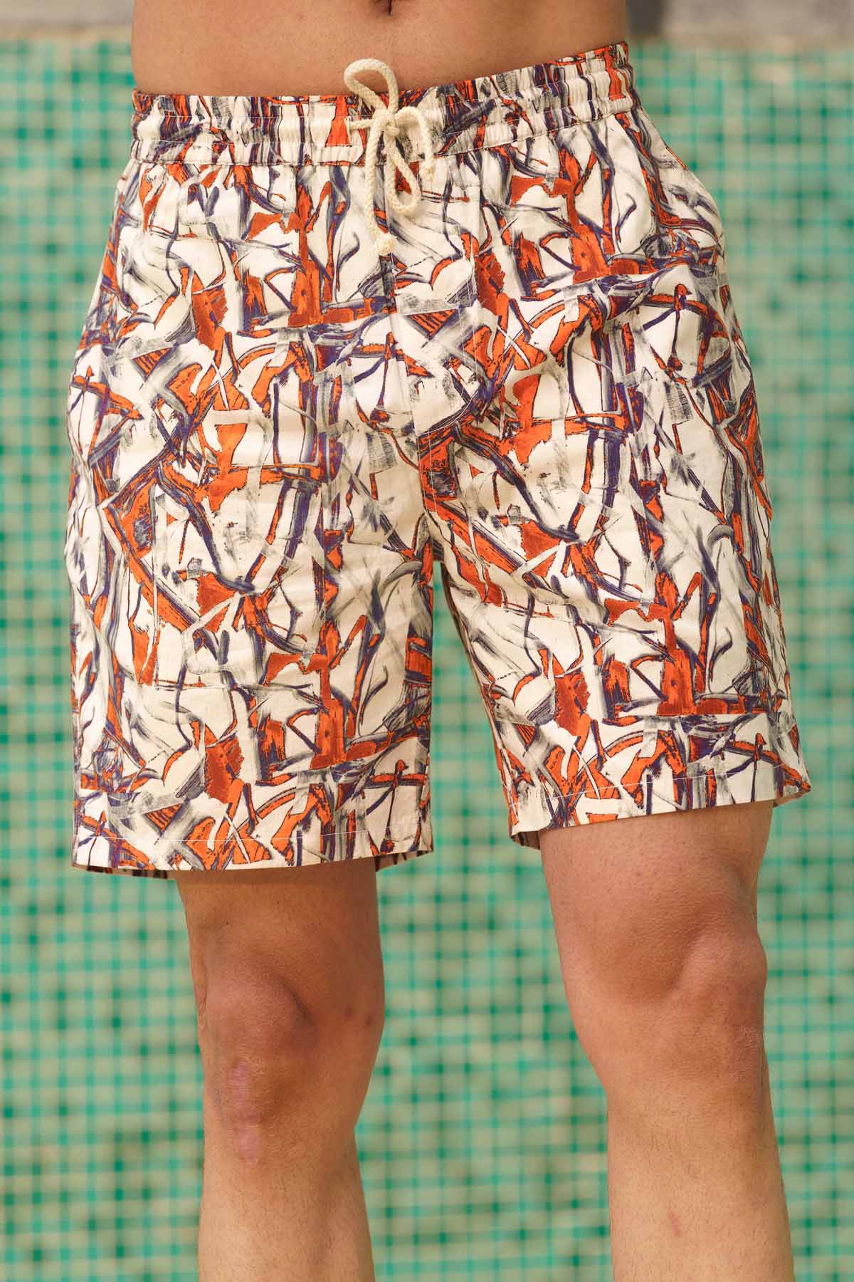 Sewtable Clothing Multicolor Abstract Print Shorts for men online at ScrollnShops