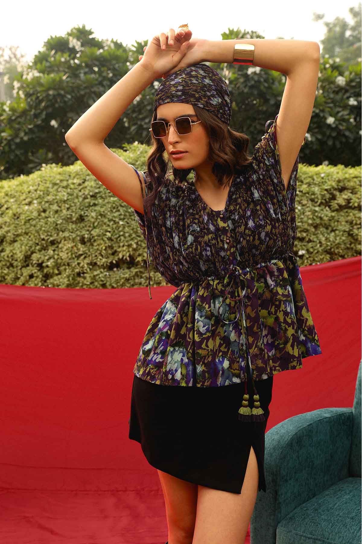 Multicolor Abstract Print Top