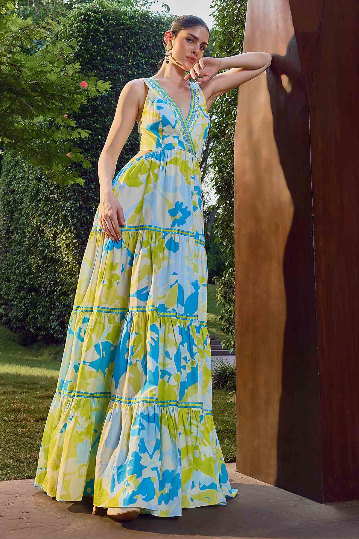 Buy Multicolor Backless Tiered Dress by Mandira Wirk for women online at ScrollnShops