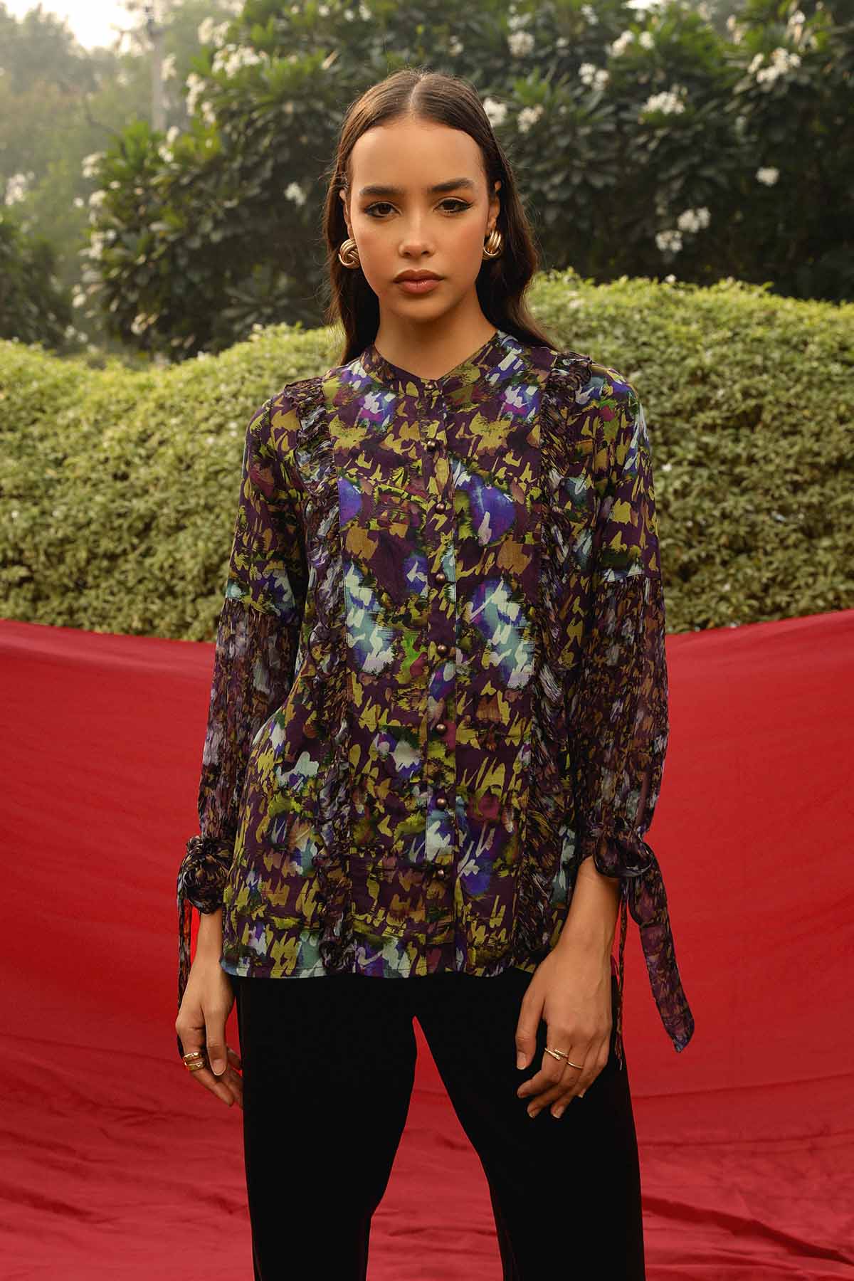 Buy Multicolor Balloon Sleeves Shirt by Sewtable Clothing for women online at ScrollnShops