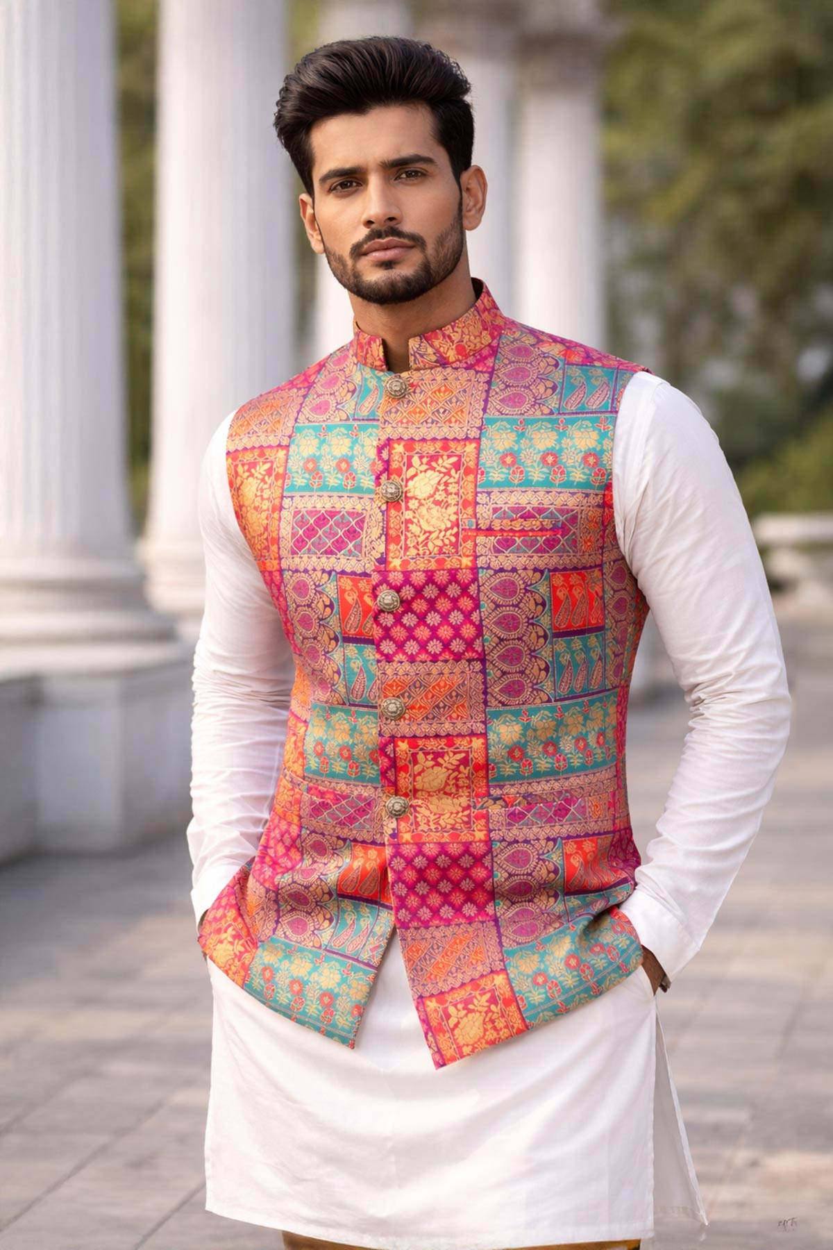Buy Multicolor Banarasi Silk Bundi for women by Priyanka Jain online available at scrollnshops