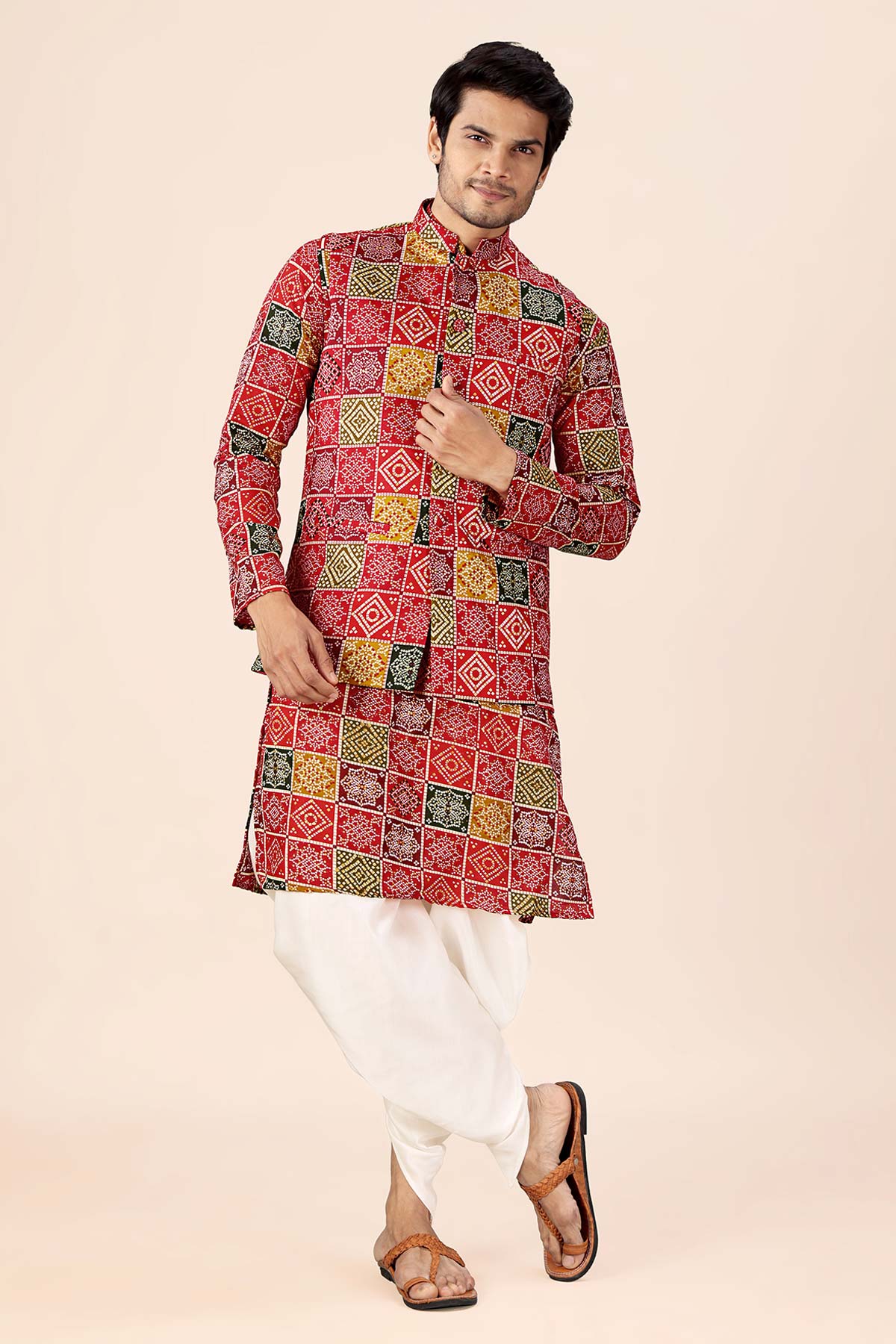 Buy Multicolor Bandhani Bundi Set for women by Priyanka Jain online available at scrollnshops