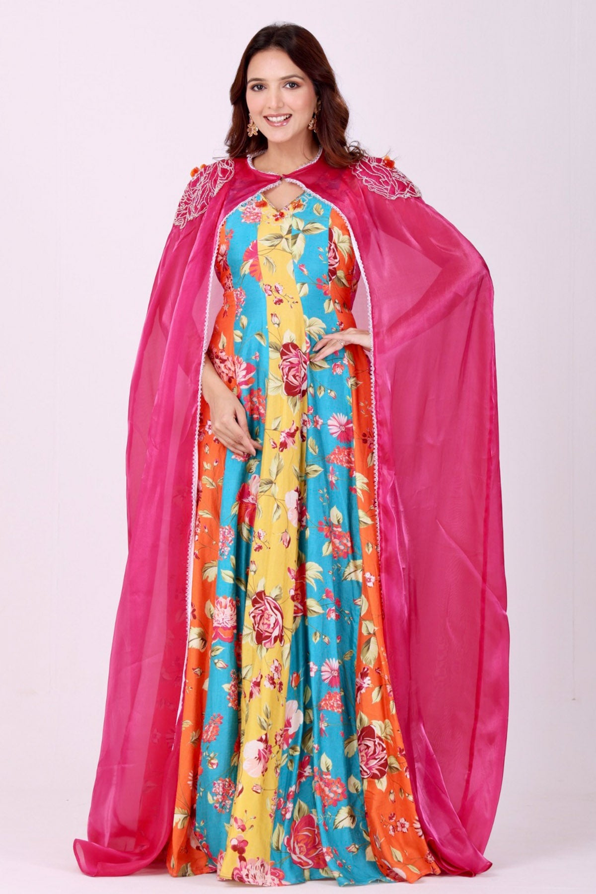 Buy Multicolor Cape & Anarkali Set for women by Namita Sharma Designer online available at scrollnshops