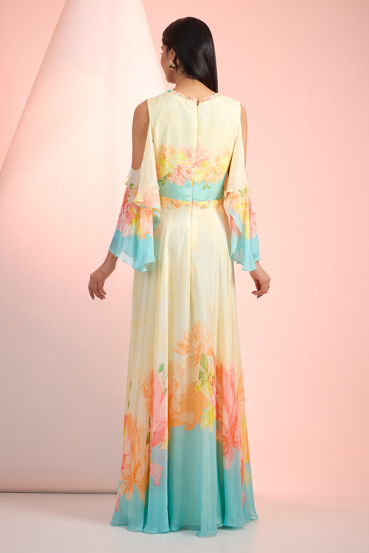 Multicolor Cape Sleeves Dress