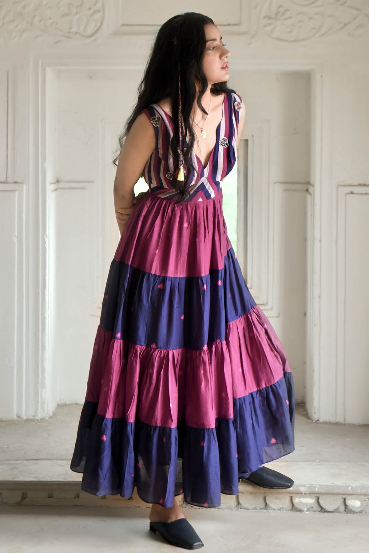 Multicolor Chanderi Silk Dress