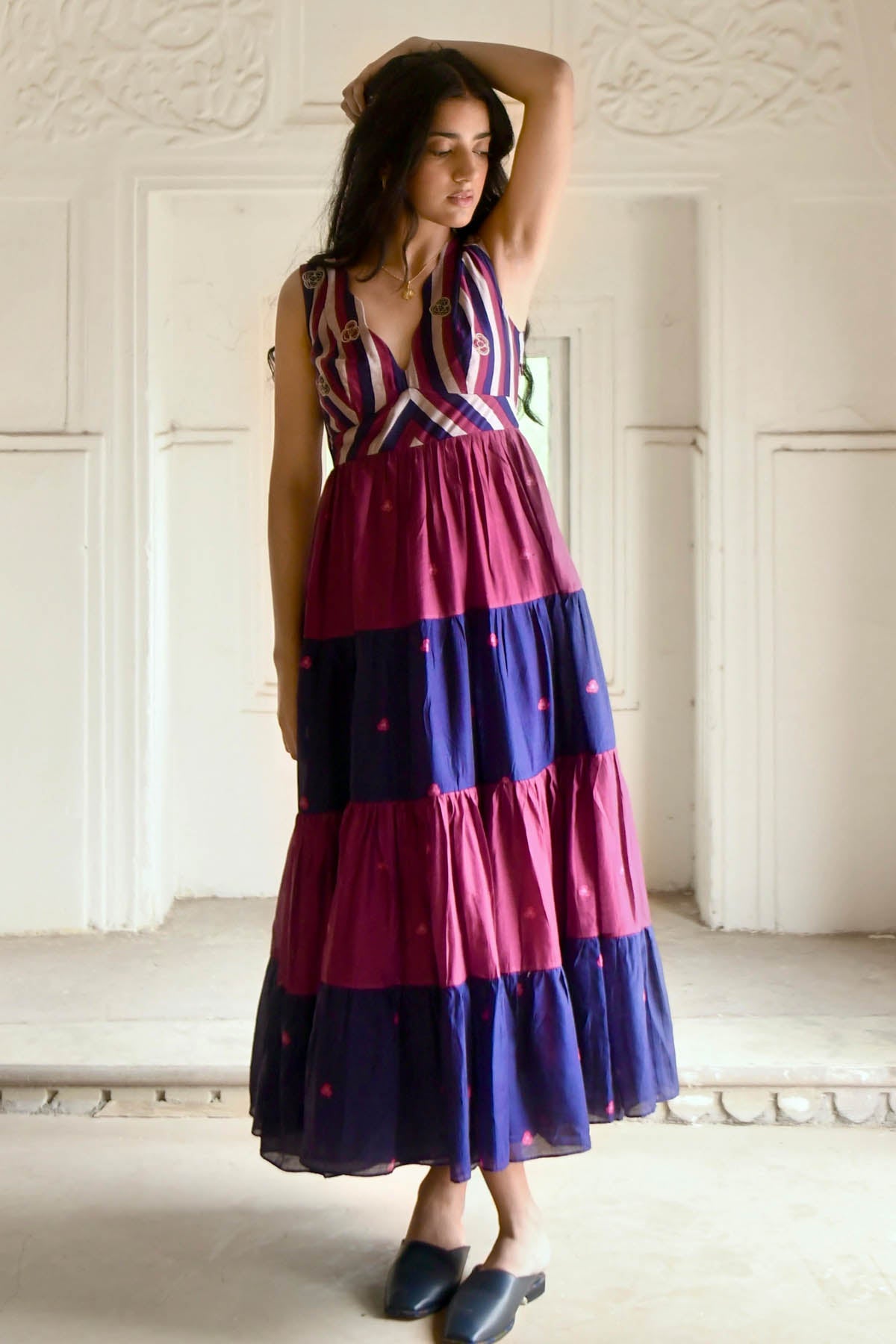Multicolor Chanderi Silk Dress