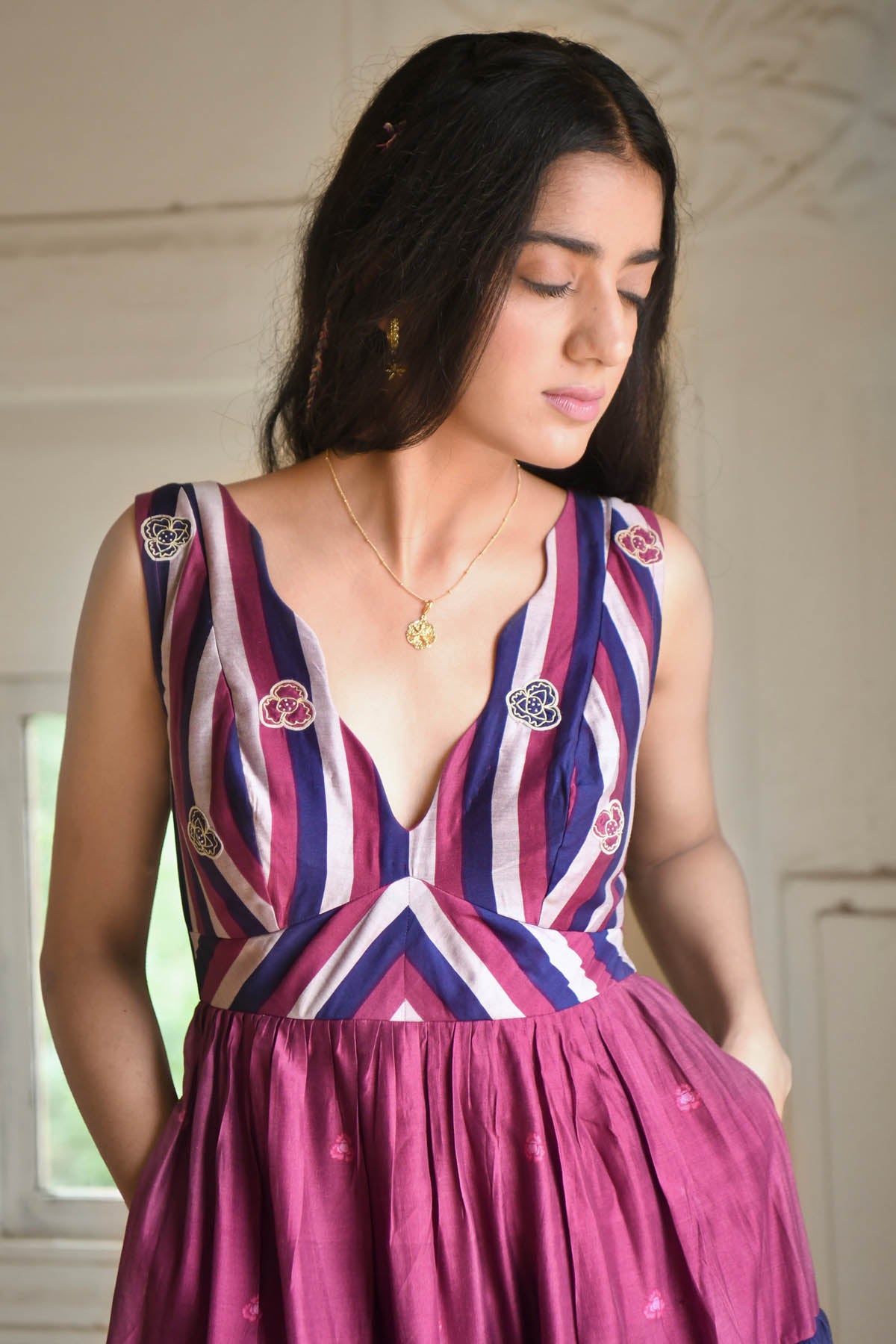 Multicolor Chanderi Silk Dress