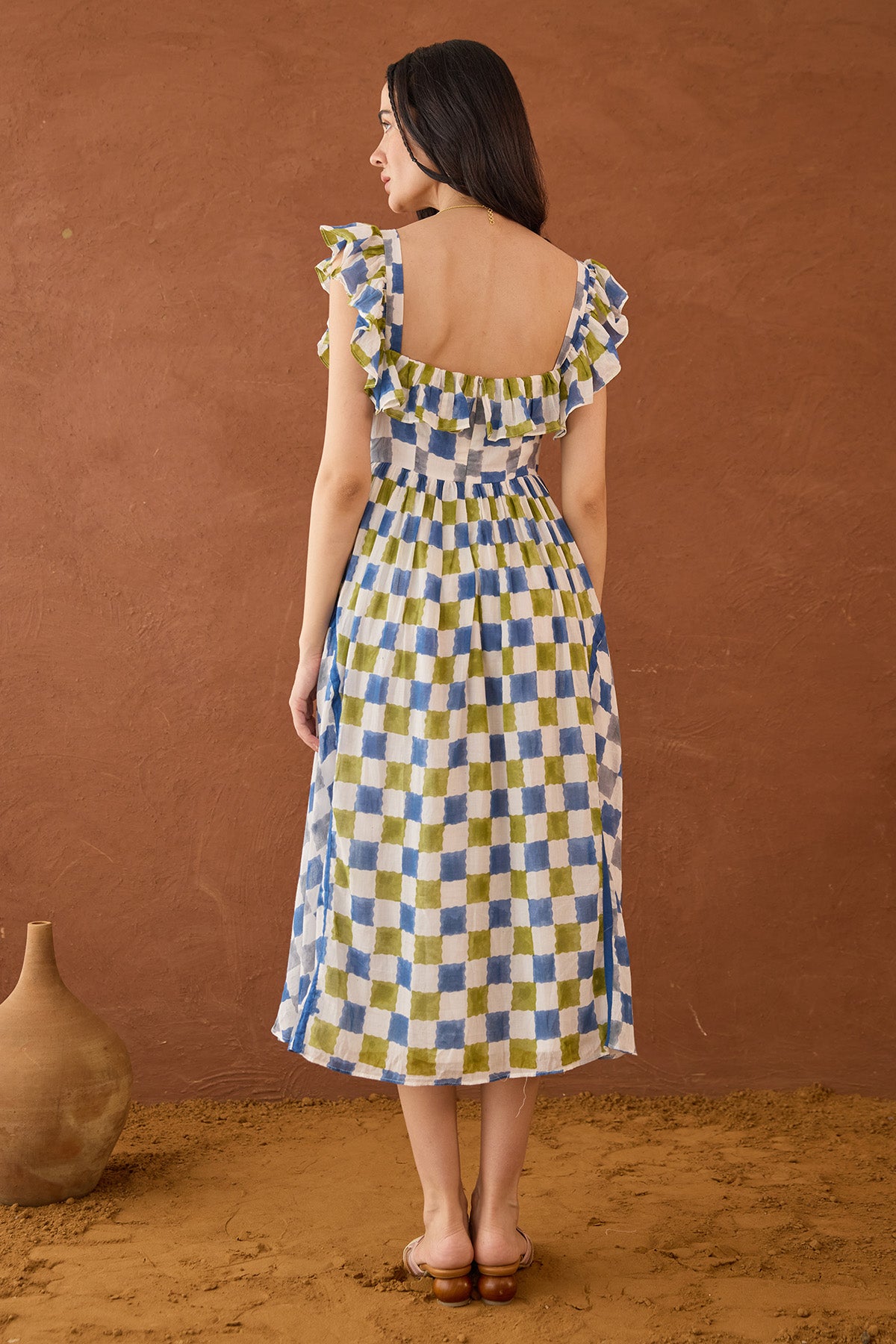 Multicolor Checks Printed Dress