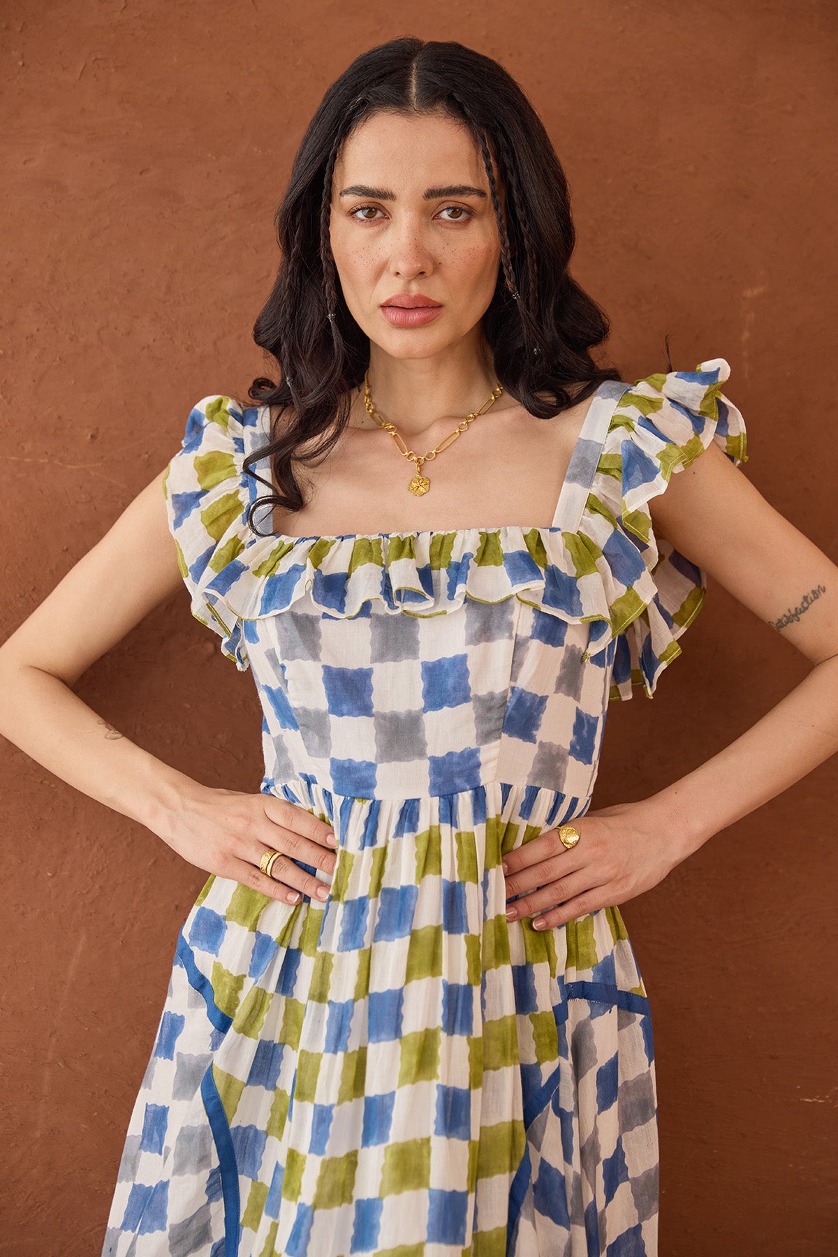 Multicolor Checks Printed Dress