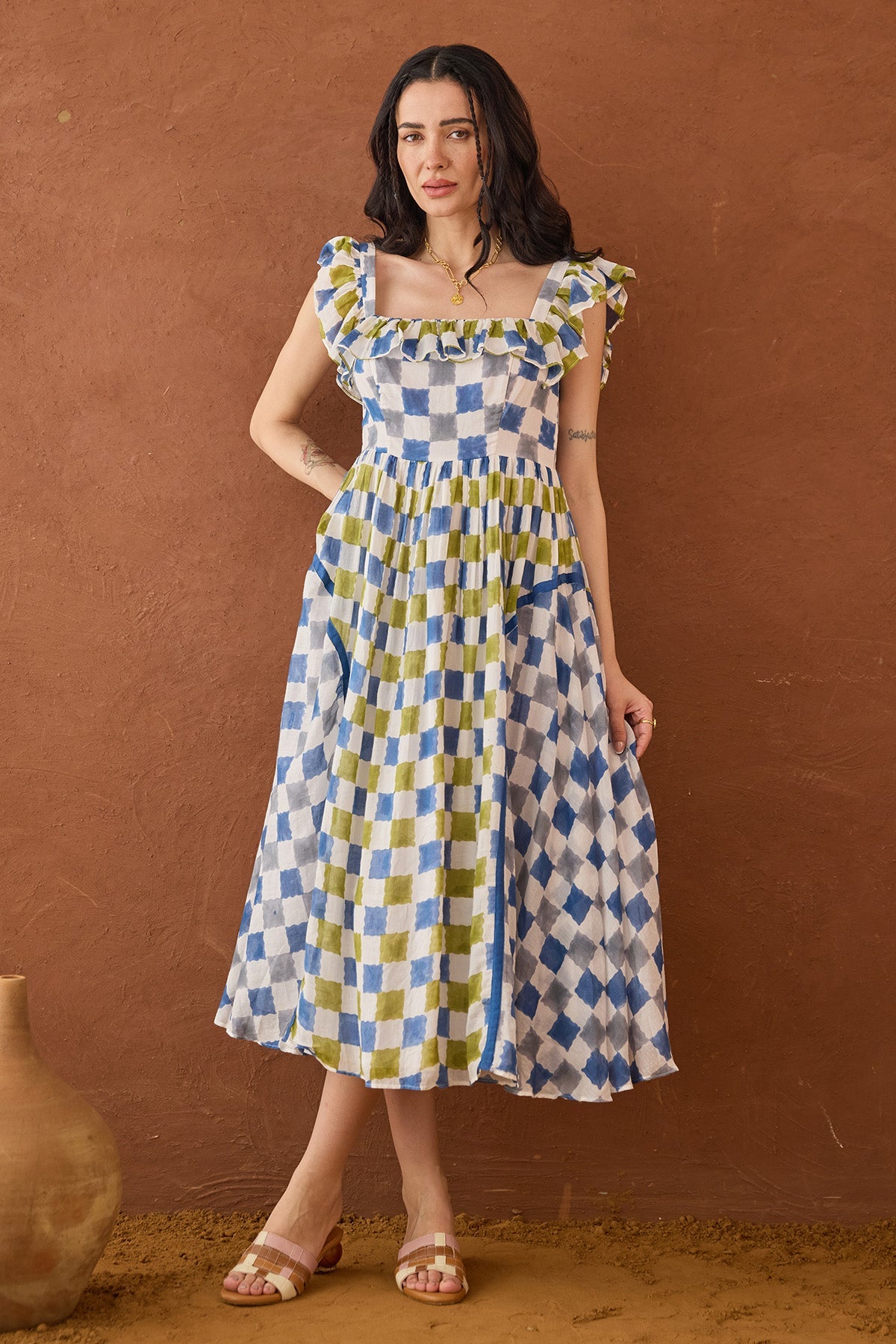 Buy Multicolor Checks Printed Dress by Taro India for women online at ScrollnShops