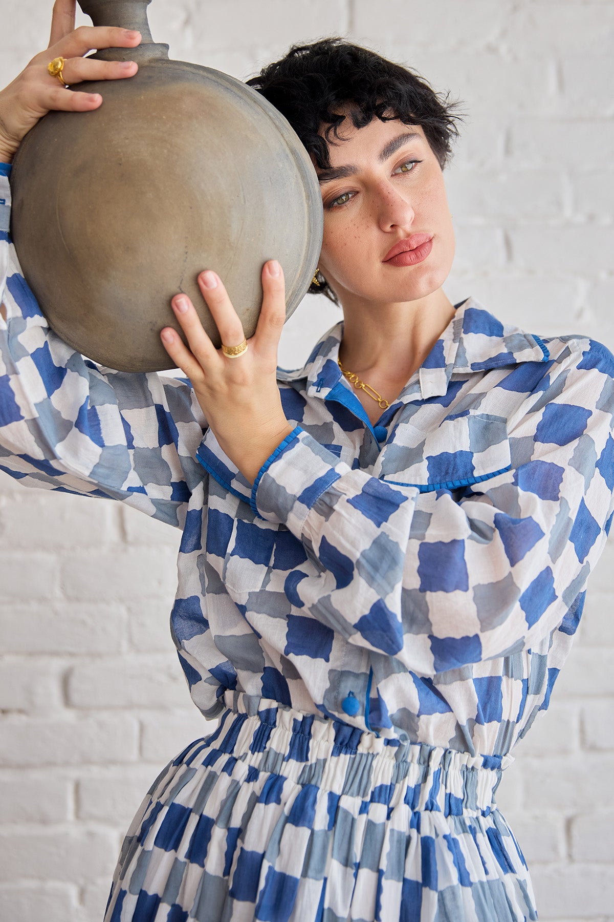 Multicolor Checks Printed Skirt