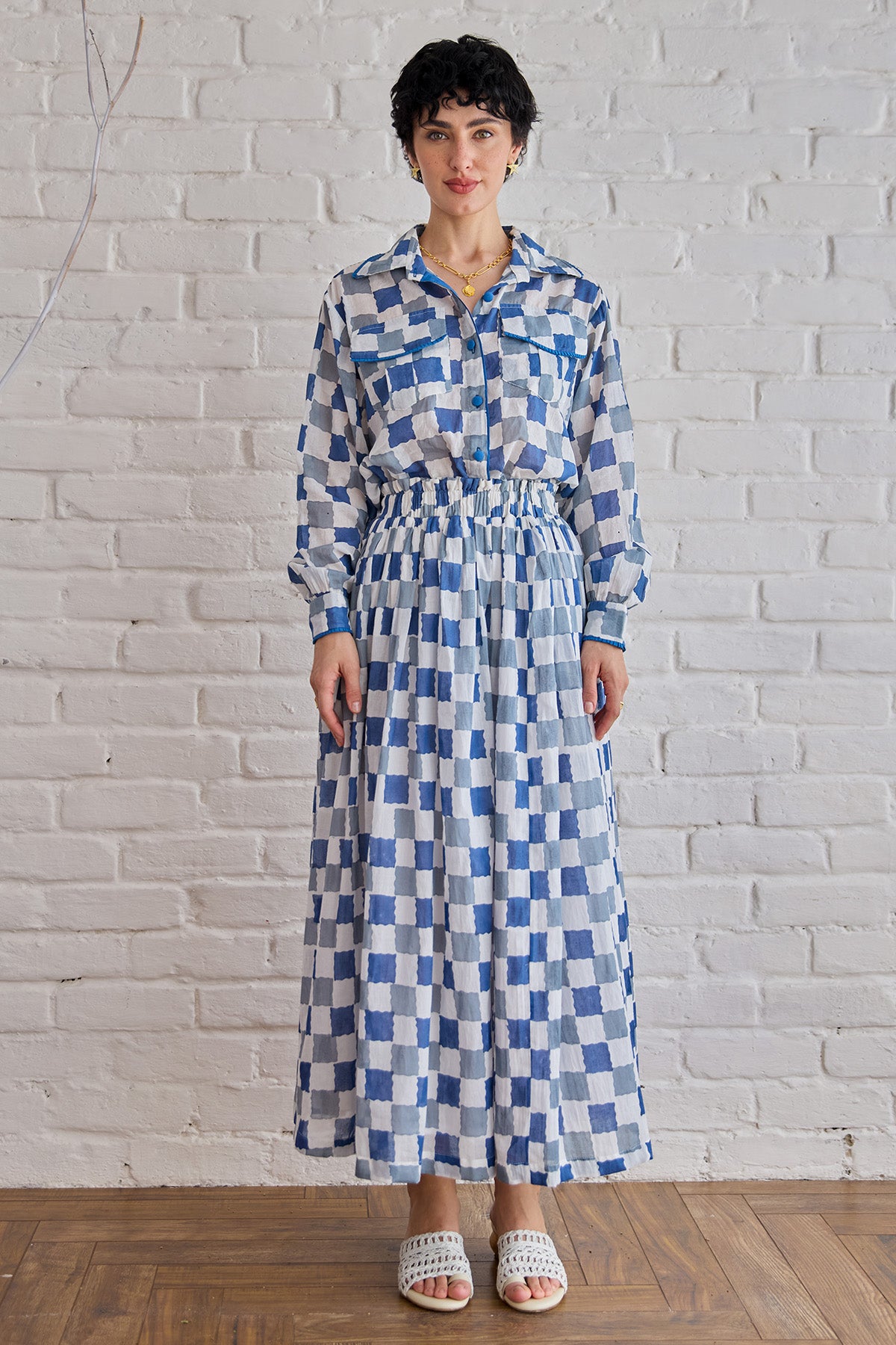 Multicolor Checks Printed Skirt