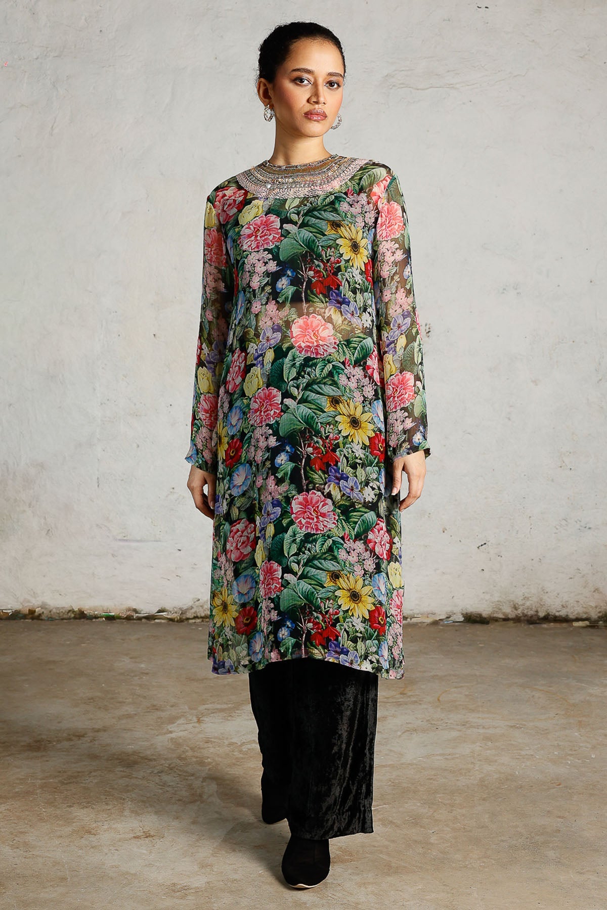 Buy Multicolor Chiffon Aari Kurta for women by Saksham Neharicka online available at scrollnshops