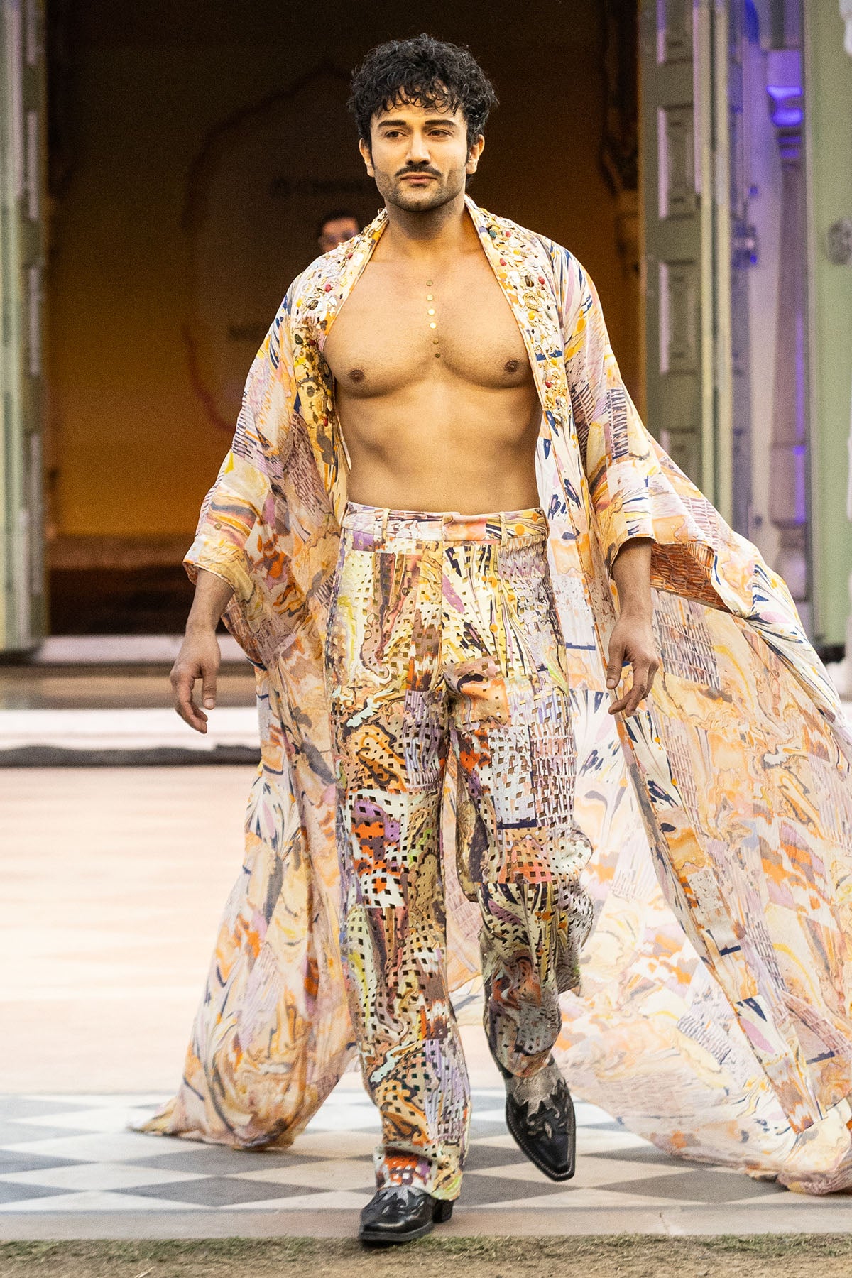 Multicolor Chiffon Flared Jacket