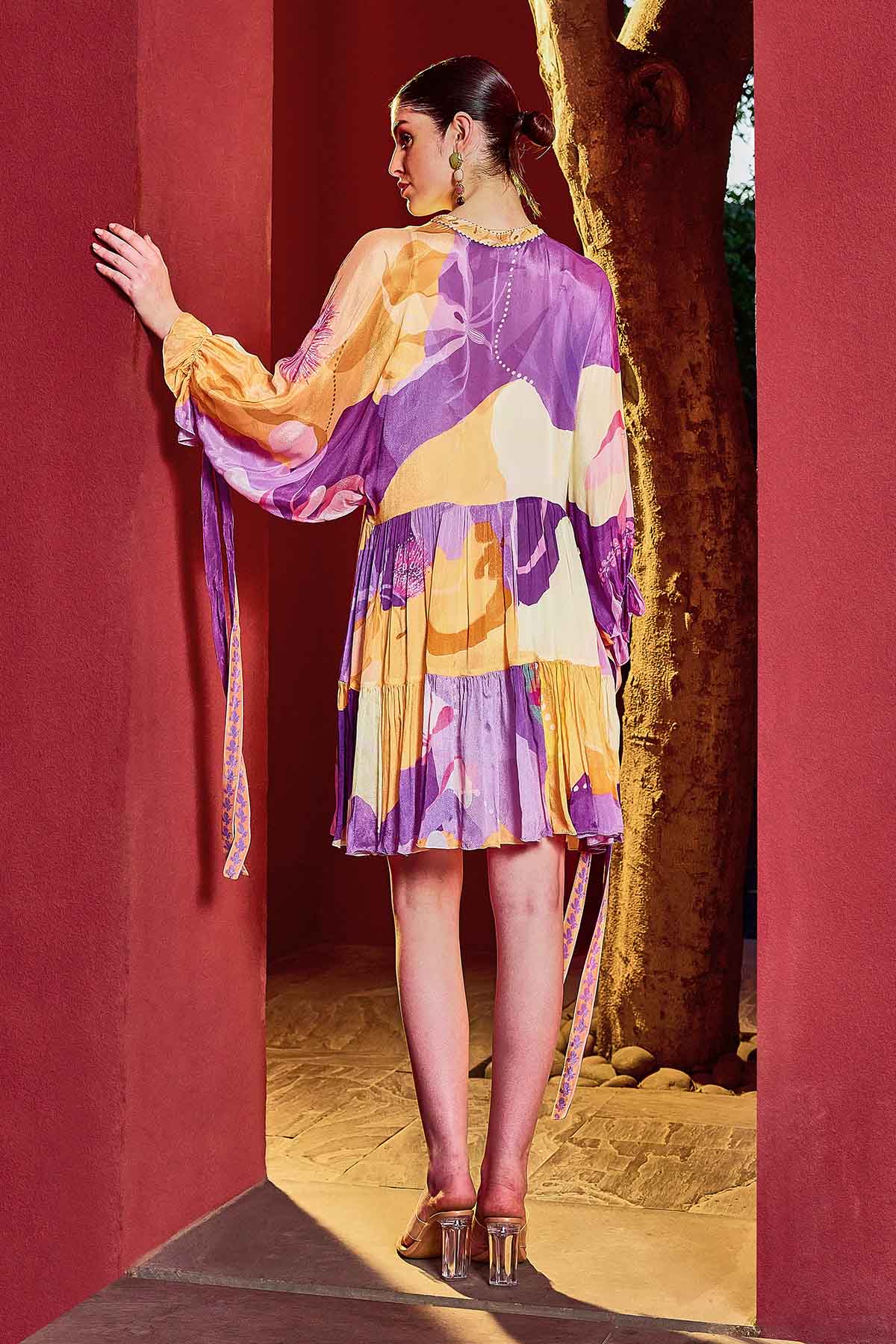 Multicolor Chiffon Kaftan Dress
