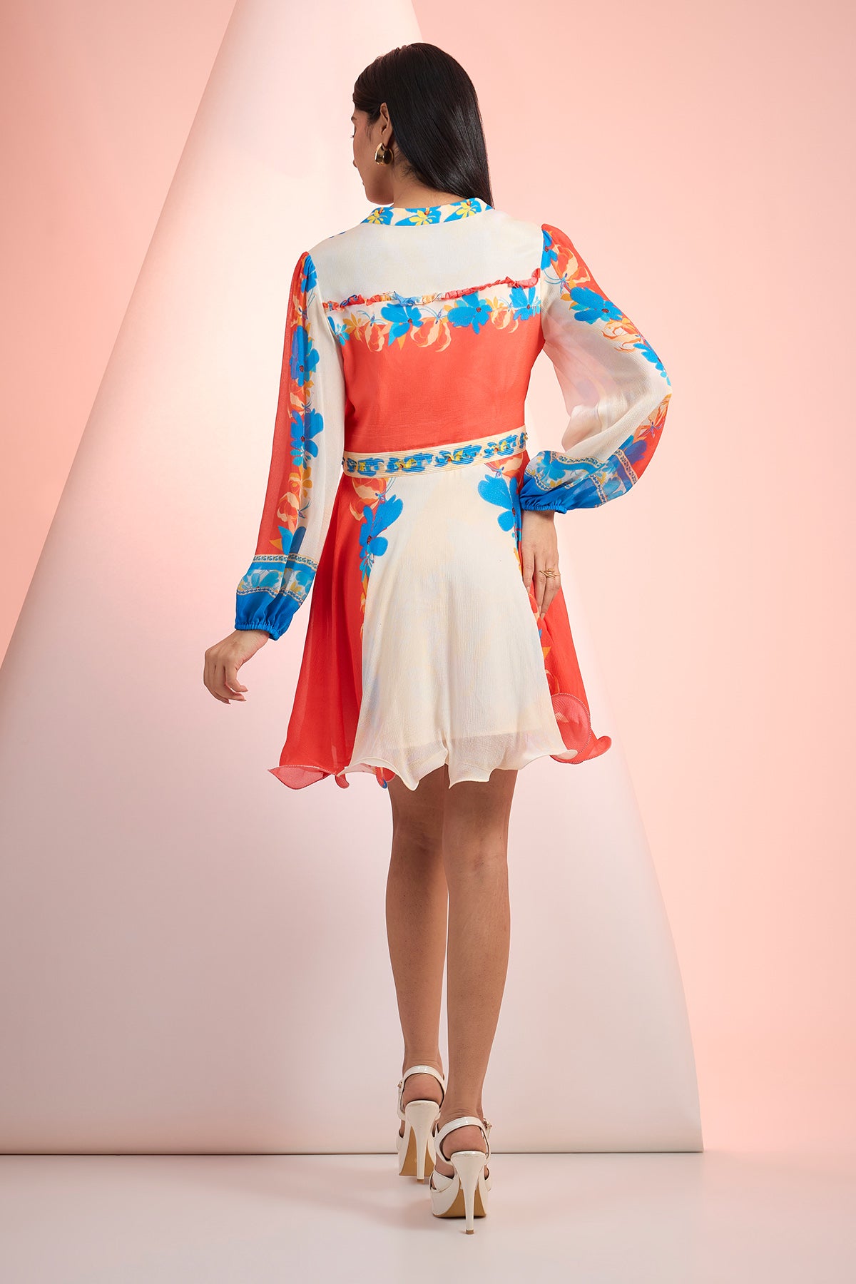 Multicolor Chiffon Mini Dress