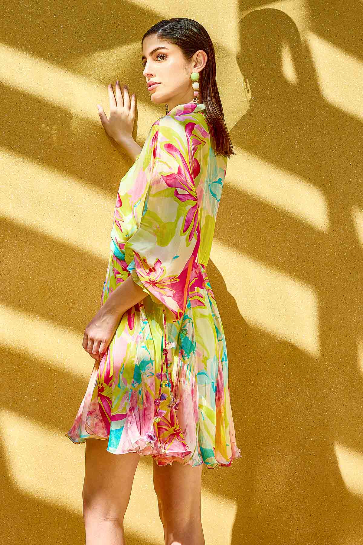 Multicolor Chiffon Shirt Dress