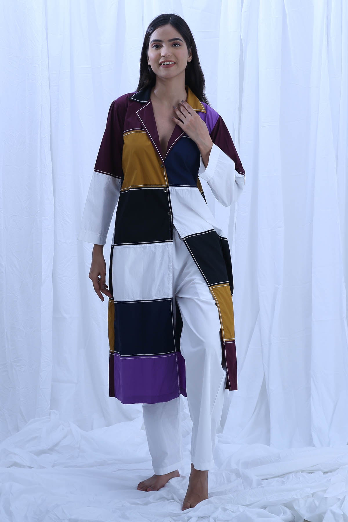 Multicolor Collar Kurta & Pants