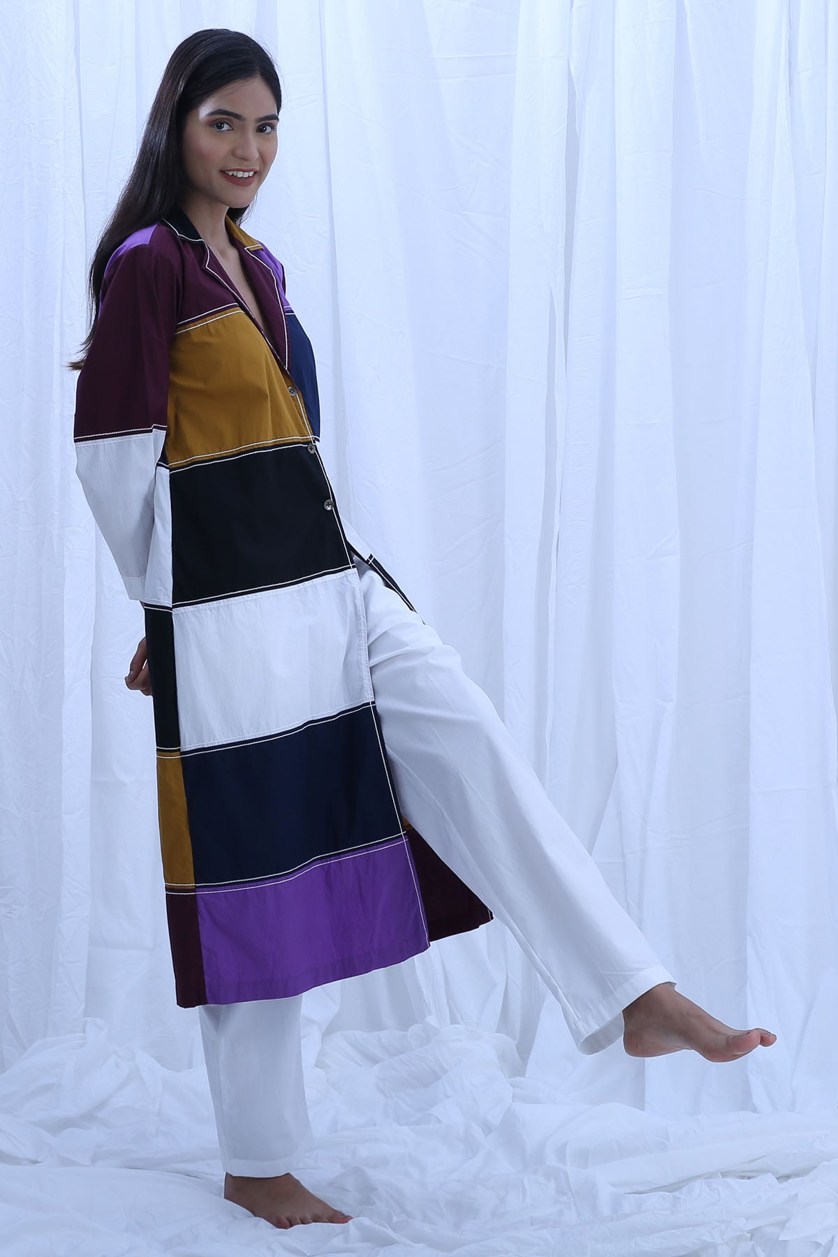 Multicolor Collar Kurta & Pants