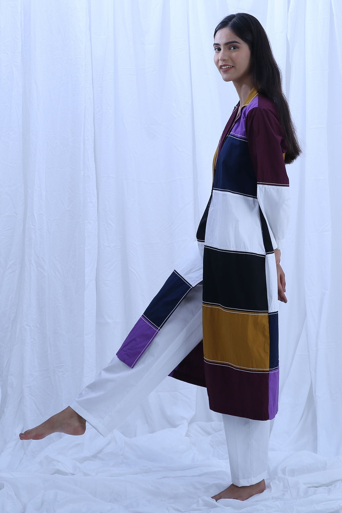 Multicolor Collar Kurta & Pants