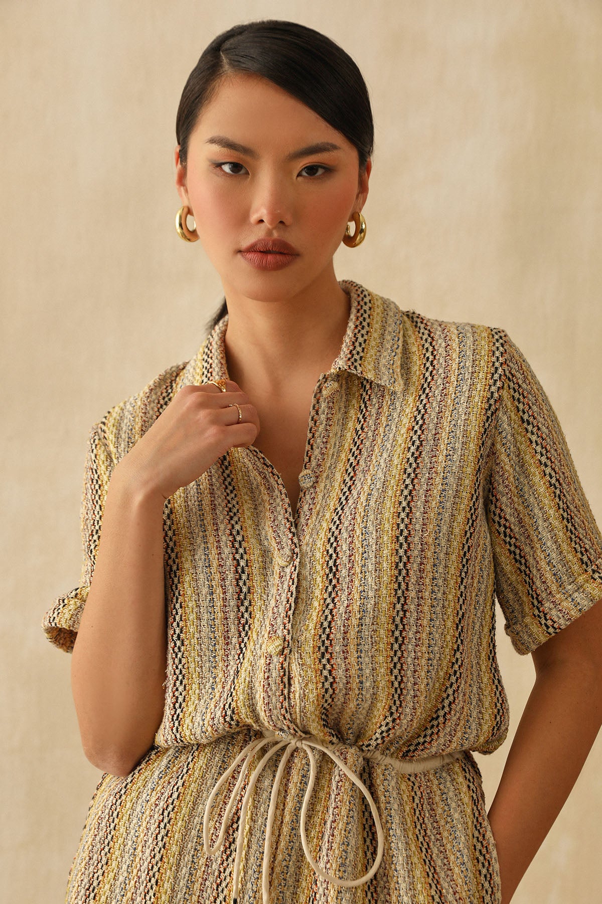 Multicolor Collar Neck Romper