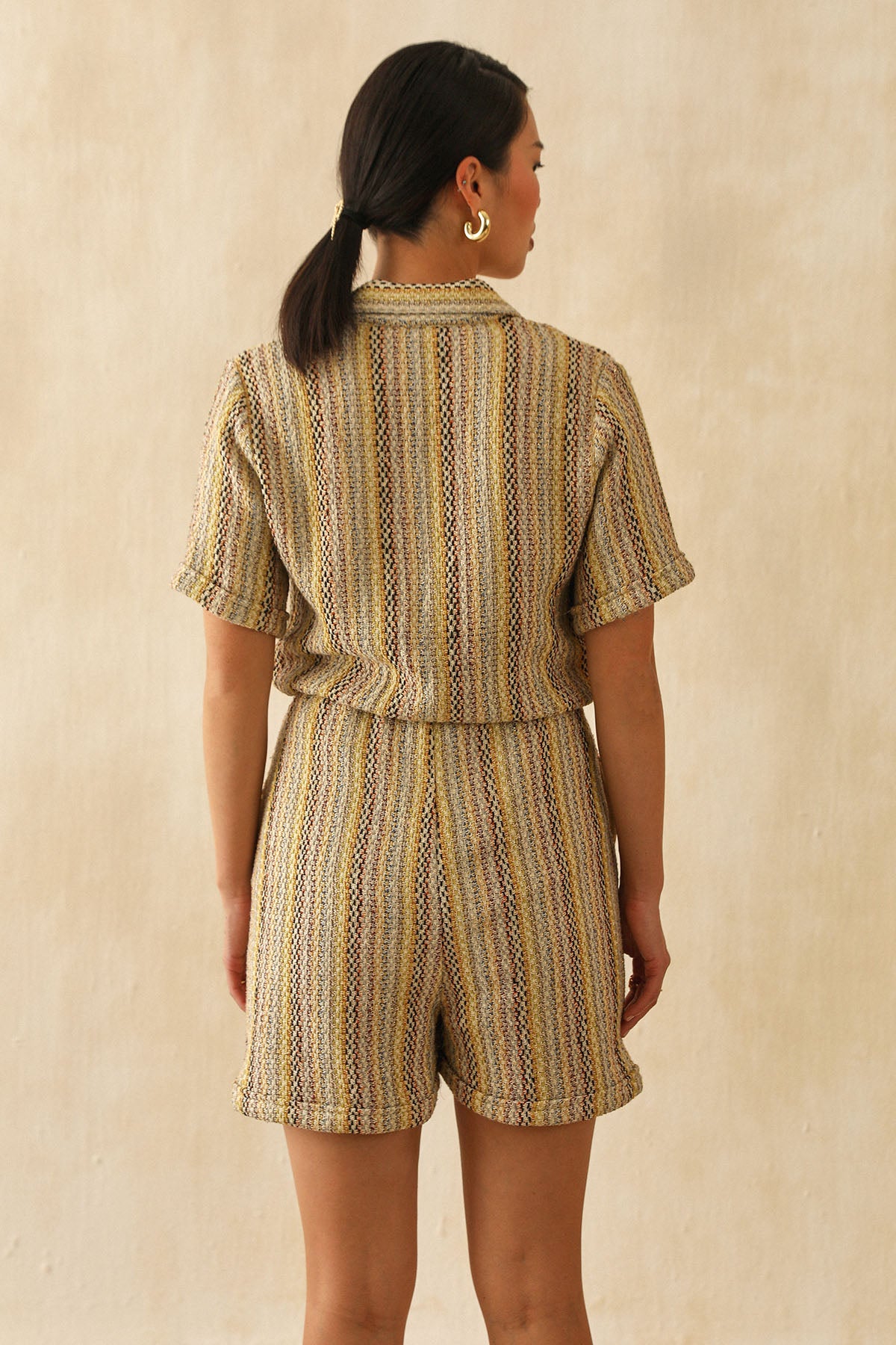 Multicolor Collar Neck Romper