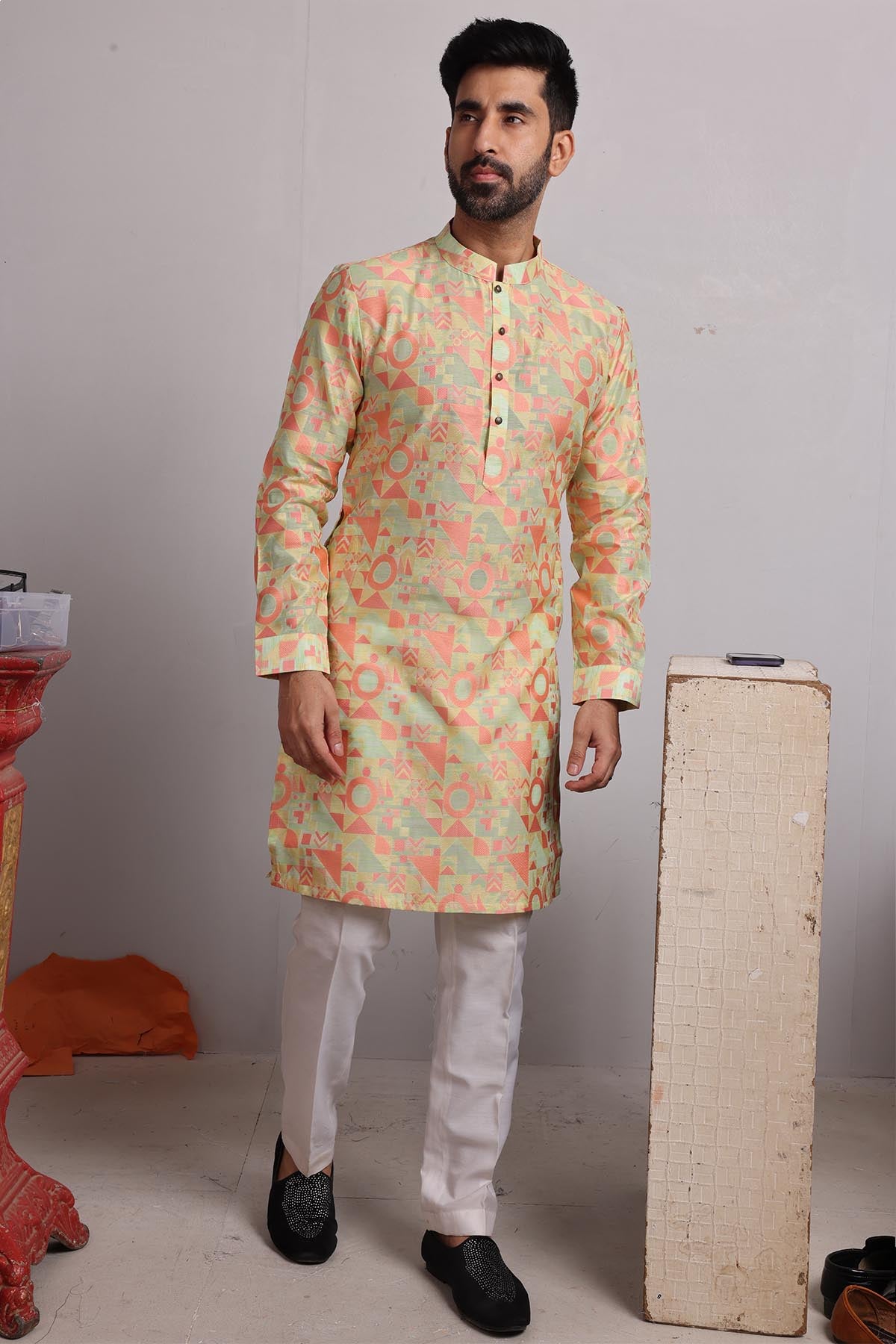 Multicolor Cotton Blend Kurta