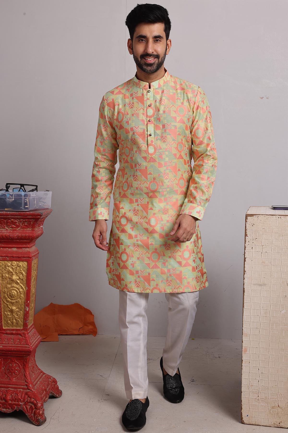 Buy Multicolor Cotton Blend Kurta by SNEHA B - Men for men online at ScrollnShops