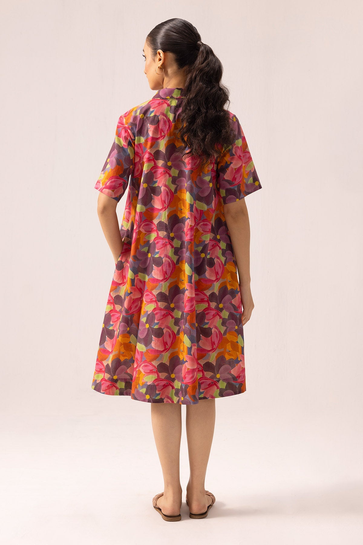 Buy Multicolor Cotton Collar Dress By Label Shreya Sharma For Women Online at ScrollnShops