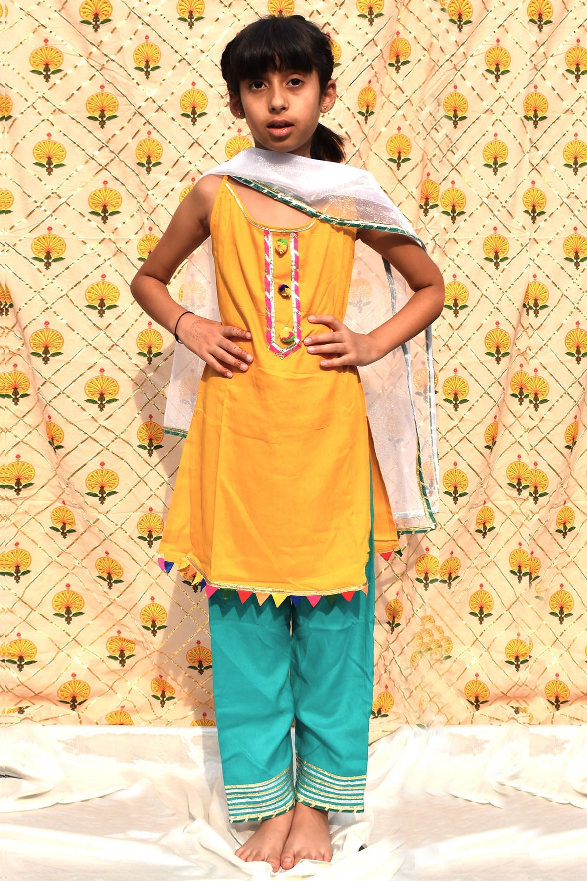 Buy Multicolor Cotton Kurta & Pants for Kids by ViYa online available at scrollnshops
