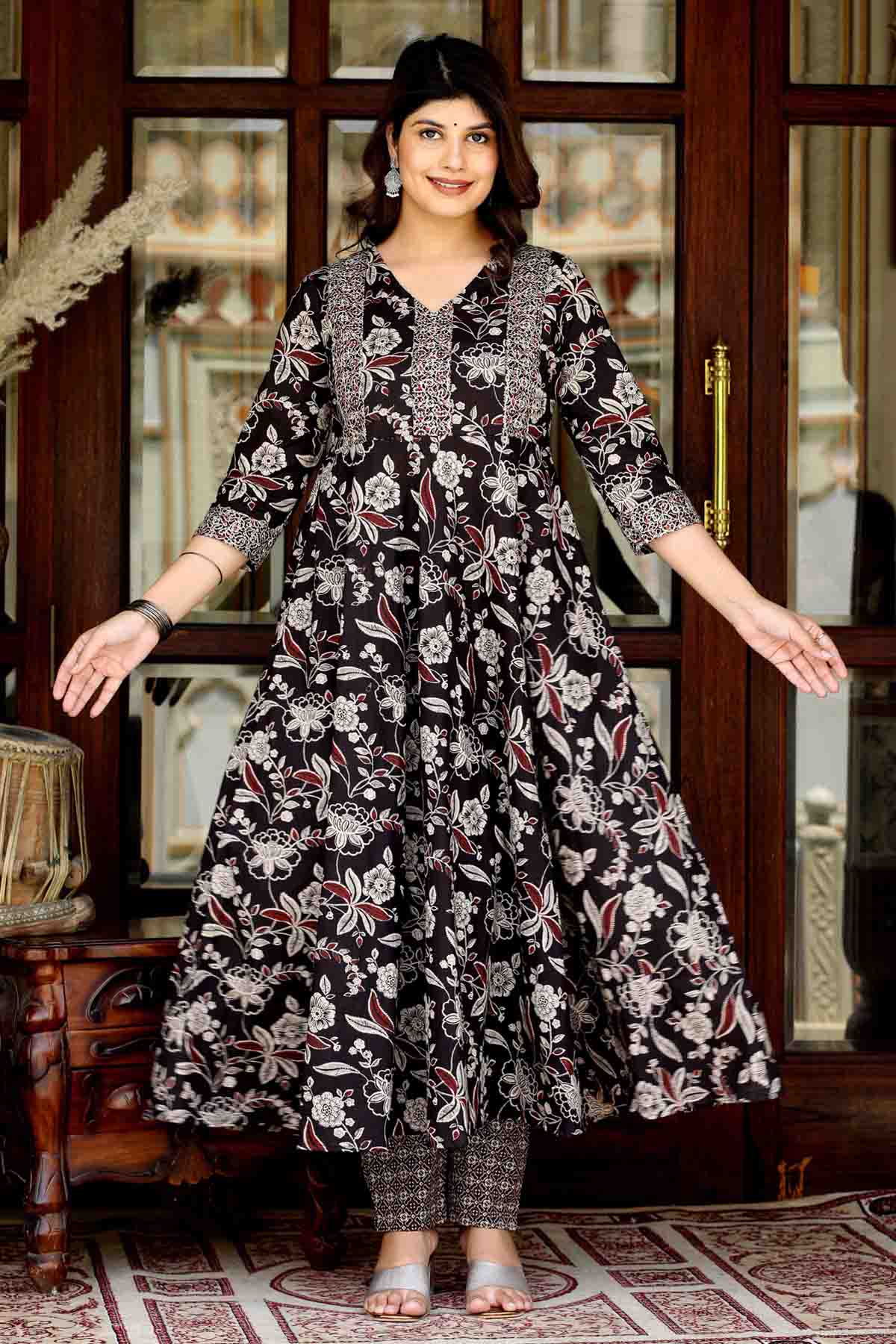 Buy Multicolor Cotton Kurta Set by Miravan for women online at ScrollnShops