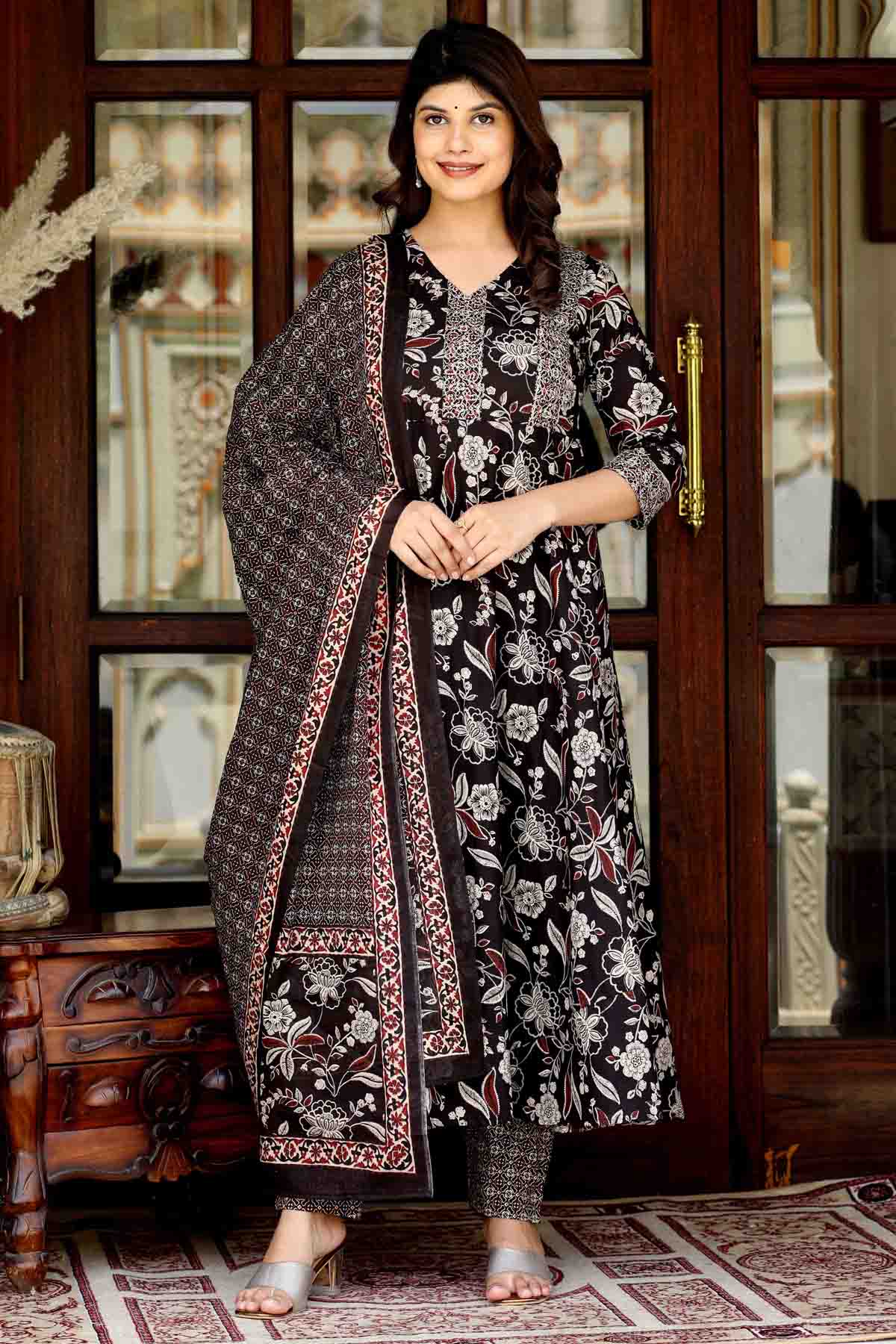 Buy Multicolor Cotton Palazzo Set by Miravan for women online at ScrollnShops