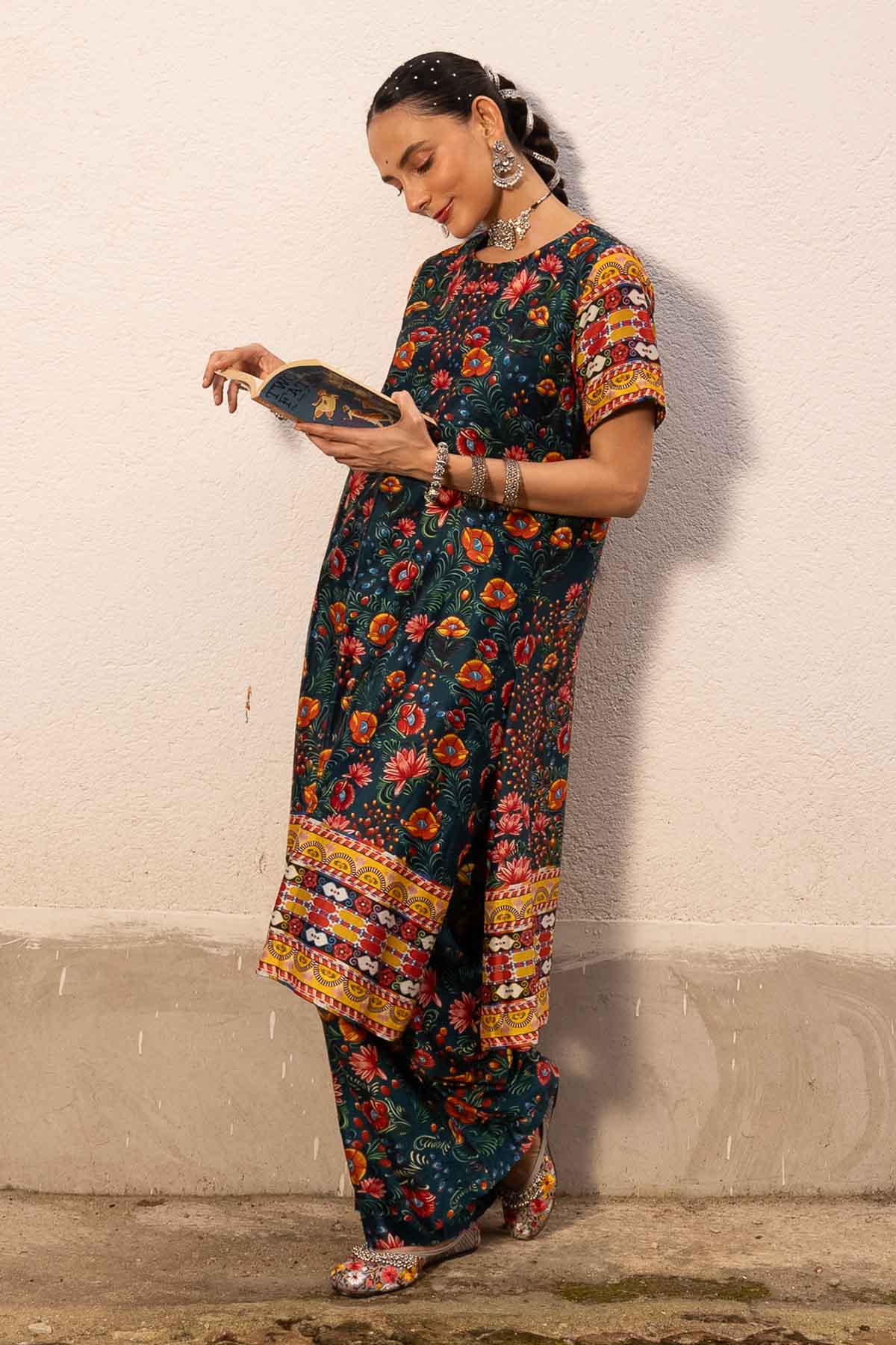 Multicolor Cotton Silk Kurta Set