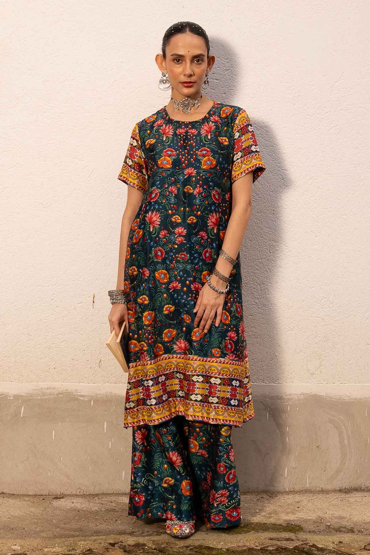 Multicolor Cotton Silk Kurta Set