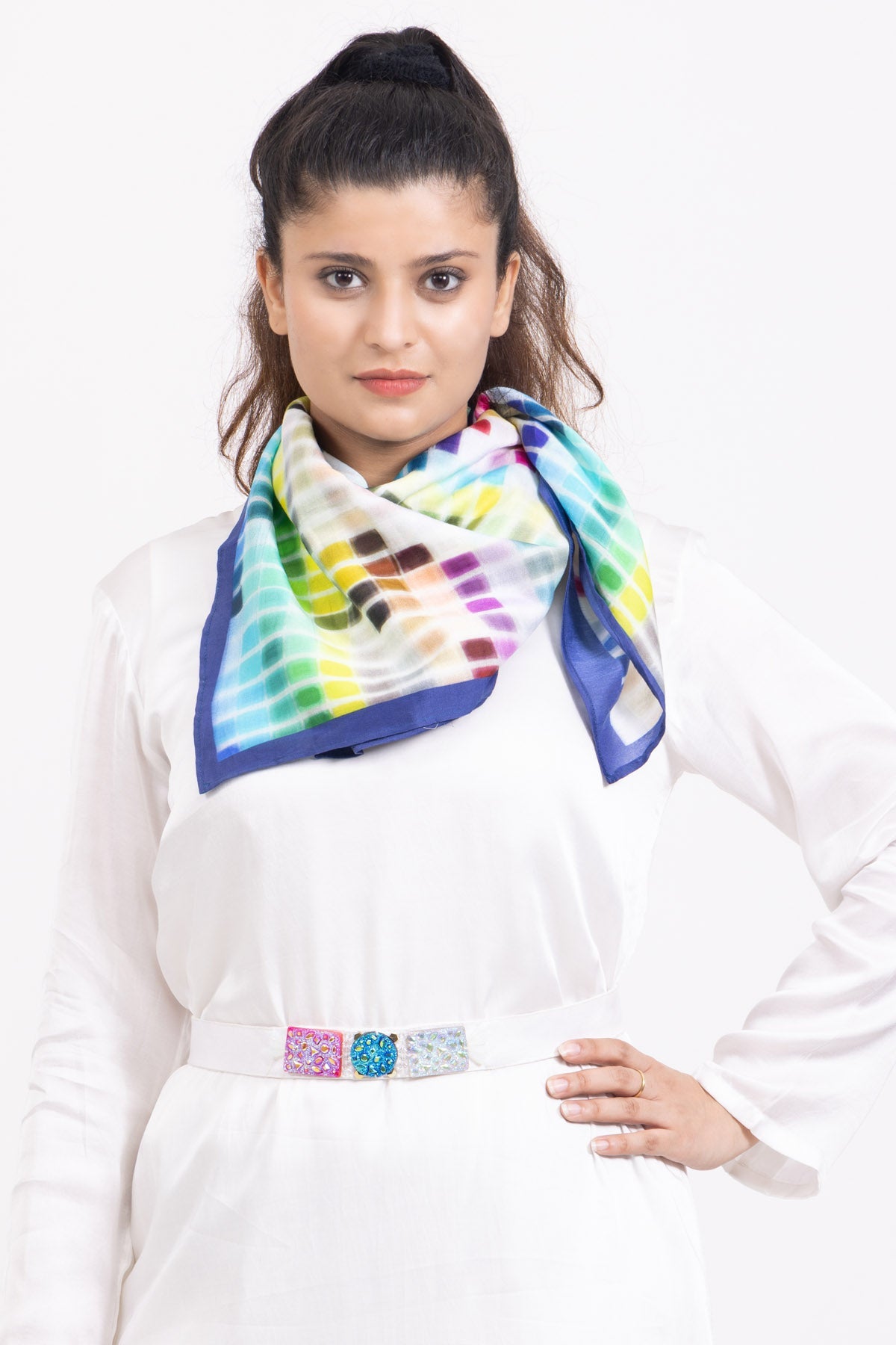 Etti Kapoor Multicolor Cotton Silk Scarf Online