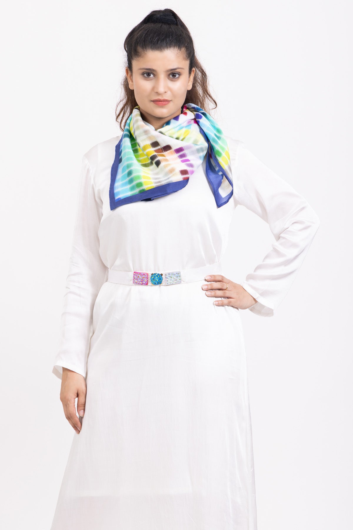 Multicolor Cotton Silk Scarf