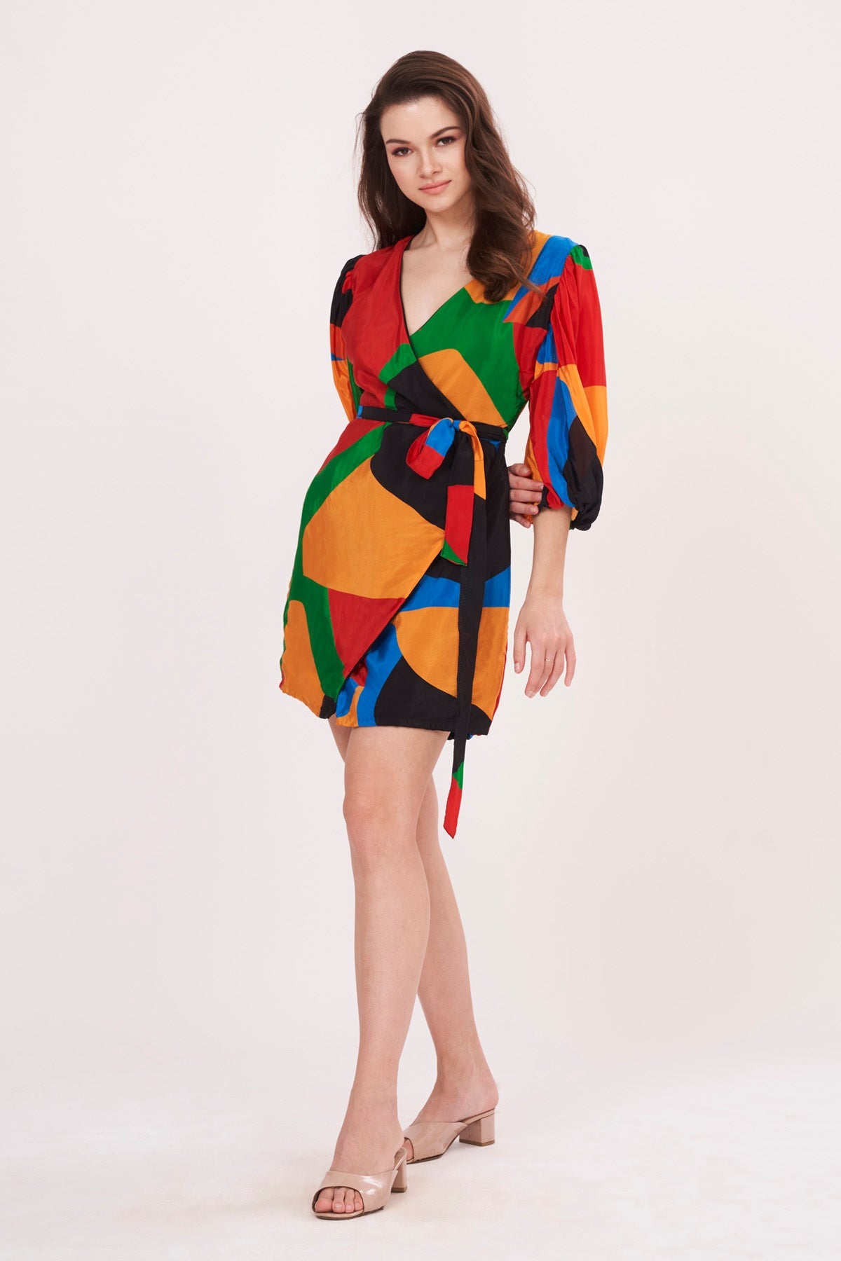 Buy Designer Multicolor Crepe Wrap Dress for Women Online