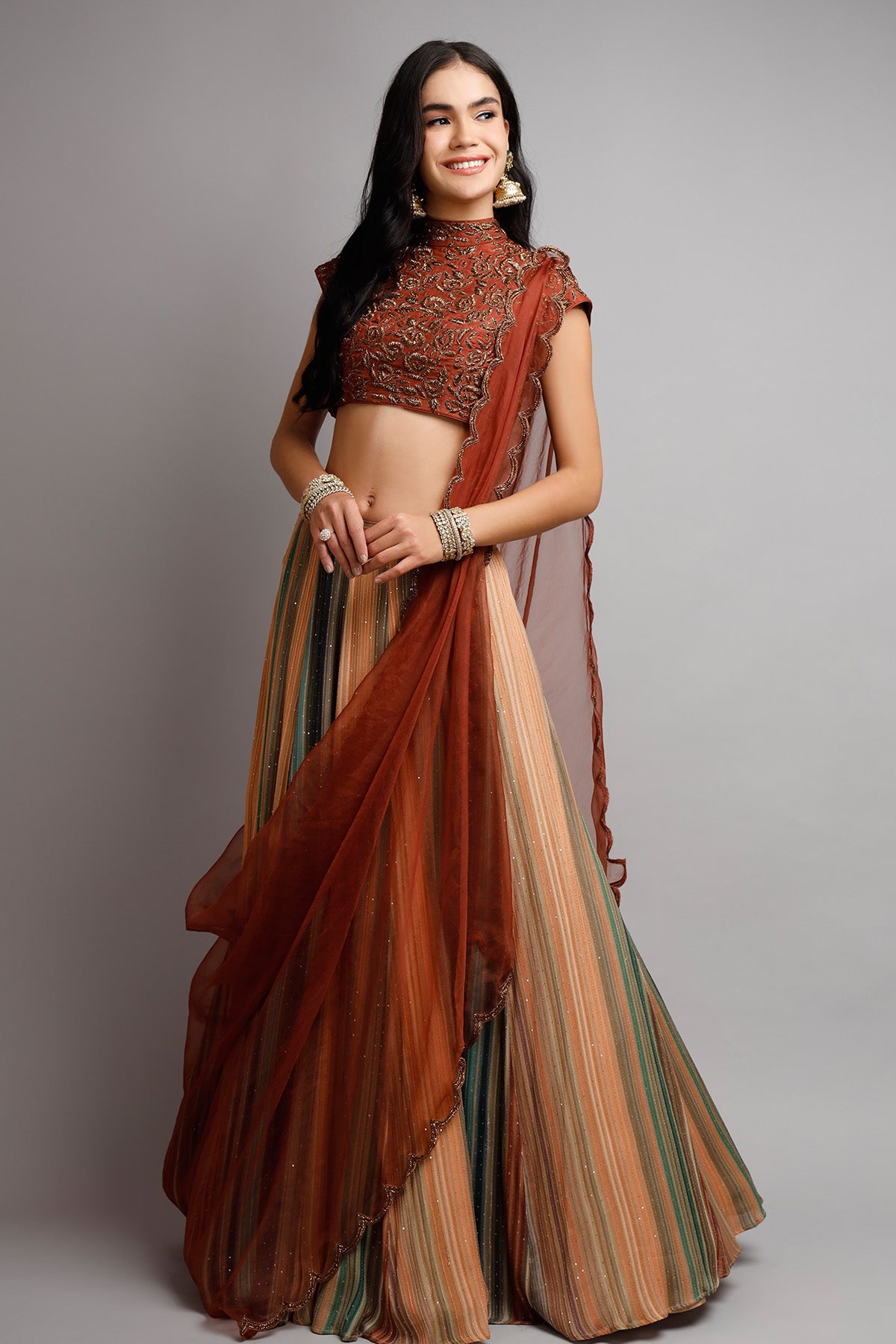 Multicolor Cutdana Lehenga Set