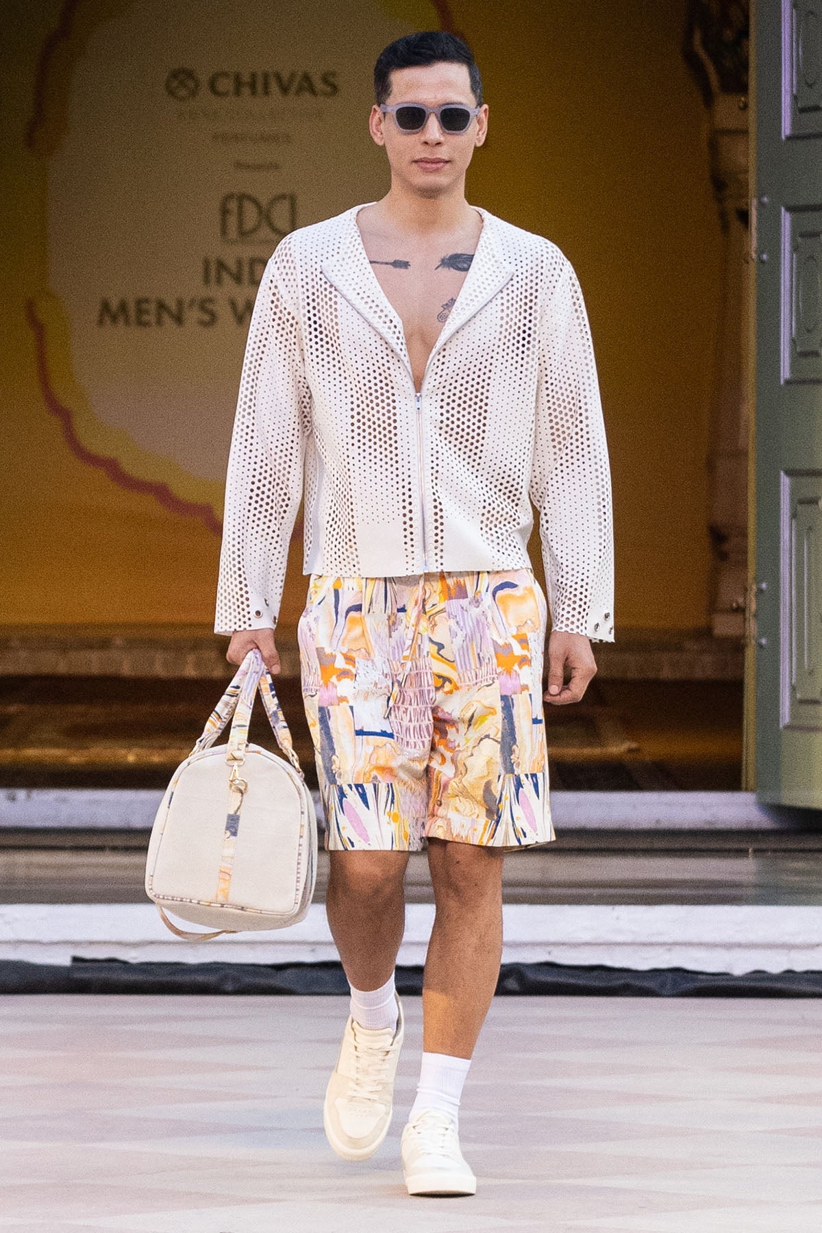 Buy Multicolor Denim Twill Shorts by Mandira Wirk for men online at ScrollnShops