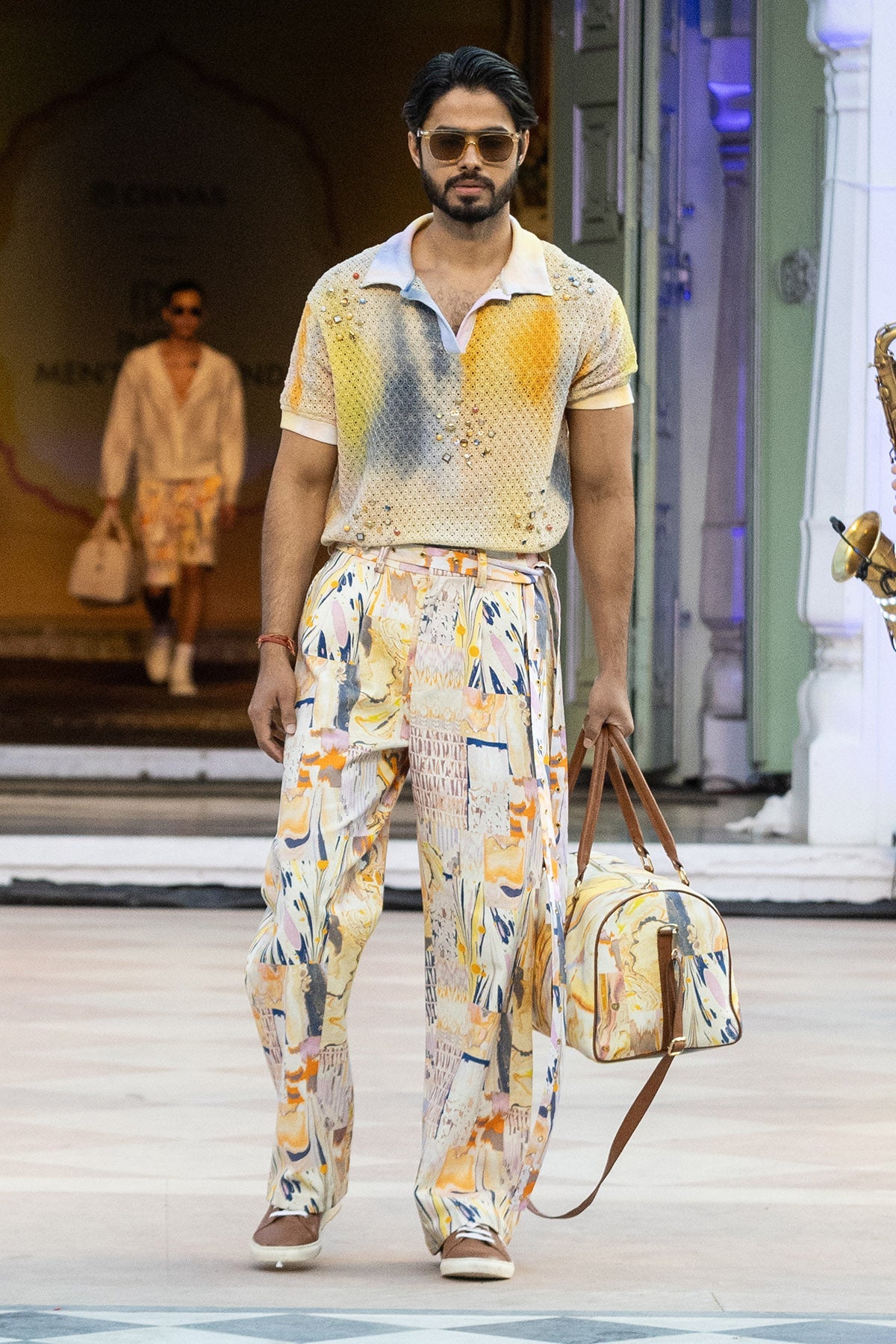 Buy Multicolor Denim Twill Trousers by Mandira Wirk for men online at ScrollnShops