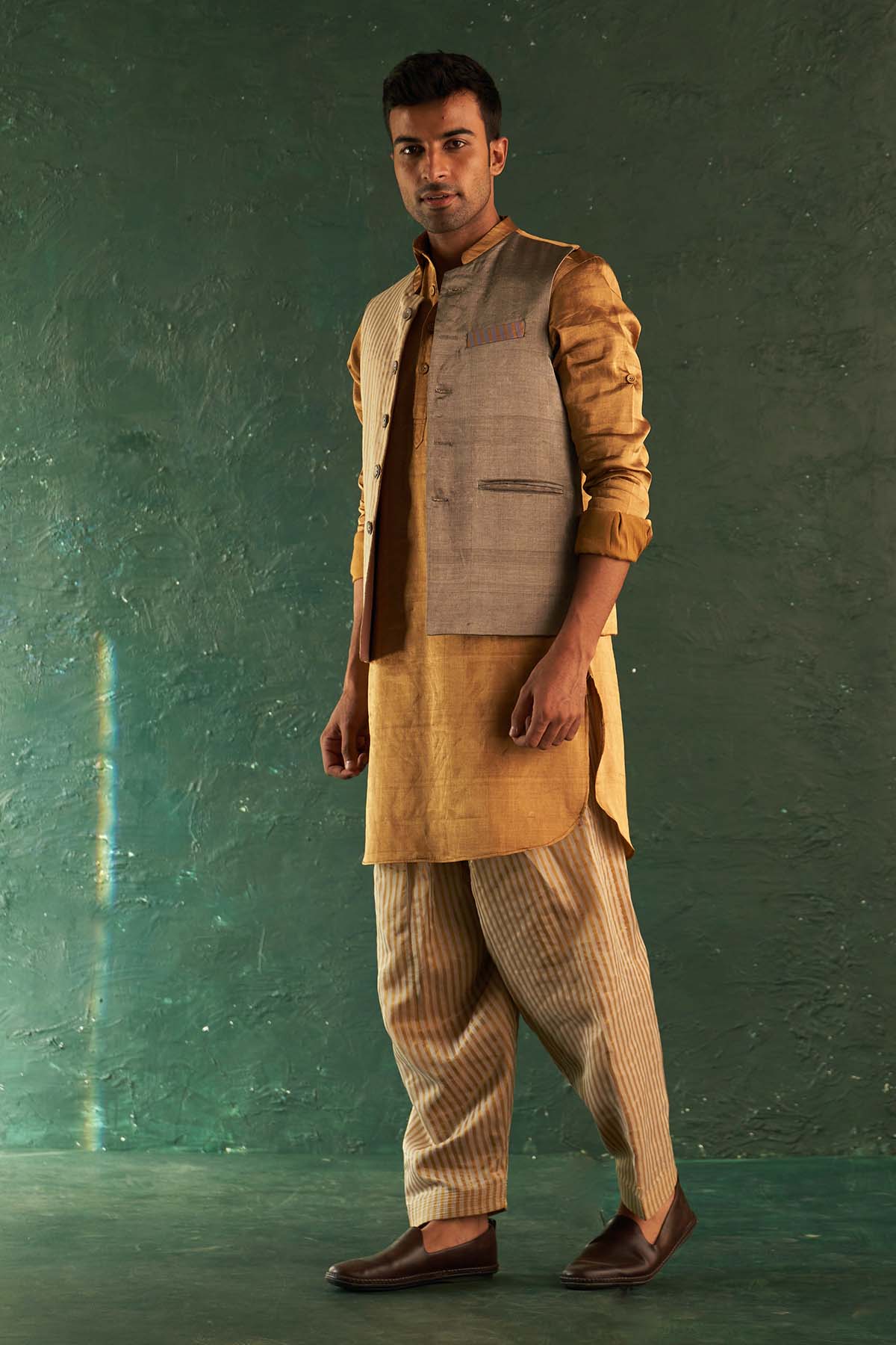 Multicolor Dori work Jacket Set