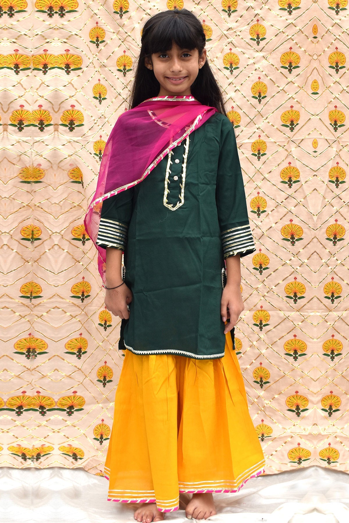 Buy Multicolor Embellish Kurta Set for Kids by ViYa online available at scrollnshops